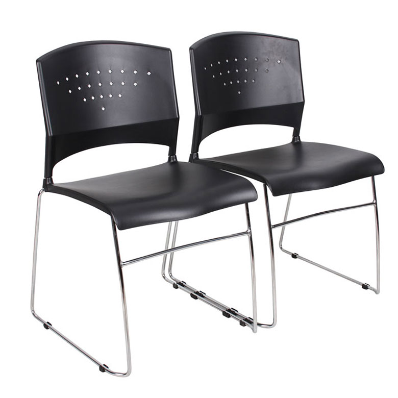 Boss Black Stack Chair With Chrome Frame, (1 chair) - Image 3