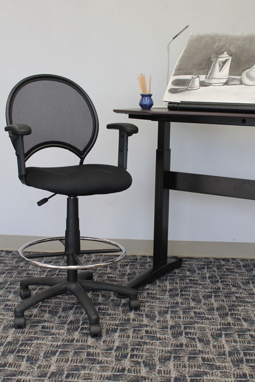 Boss Mesh Drafting Stool W/ Adjustable Arms - Image 3