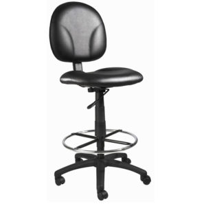 Boss Office AM Vinyl Stand Up Drafting Stool with Foot Rest, Black