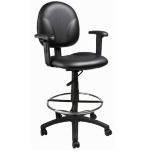 Boss Office AM Vinyl Stand Up Drafting Stool with Foot Rest, Black