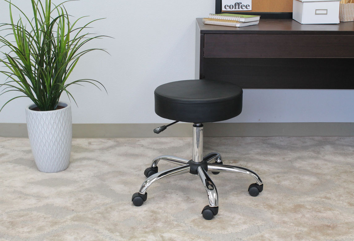 Boss Office AM Vinyl Be Well Medical Spa Professional Adjustable Stool, Black - Image 2