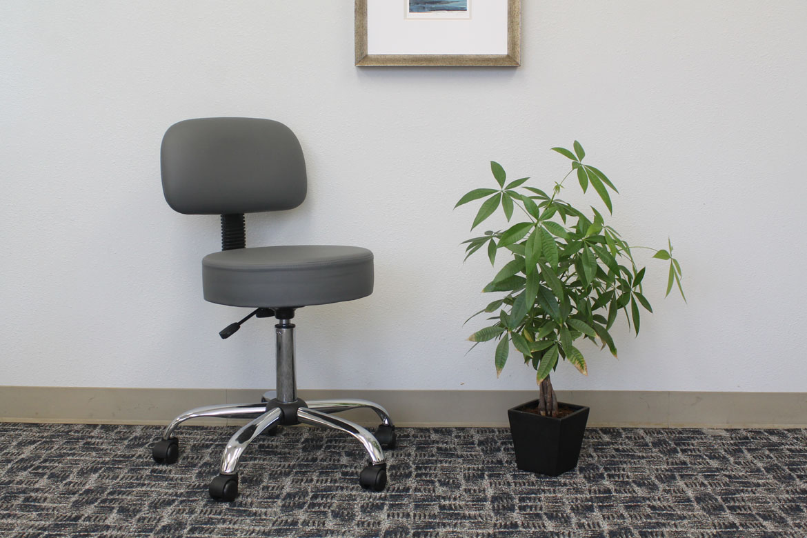 Boss Office AM Vinyl Be Well Medical Spa Professional Adjustable Stool with Back, Grey - Image 4