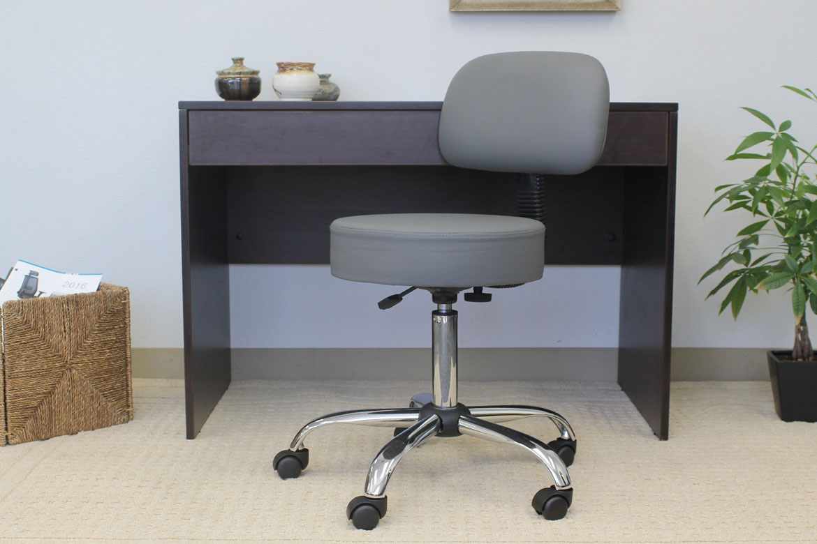 Boss Office AM Vinyl Be Well Medical Spa Professional Adjustable Stool with Back, Grey - Image 5