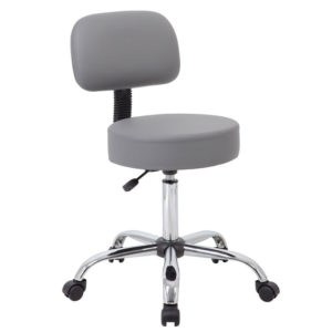 Boss Office AM Vinyl Be Well Medical Spa Professional Adjustable Stool with Back, Grey