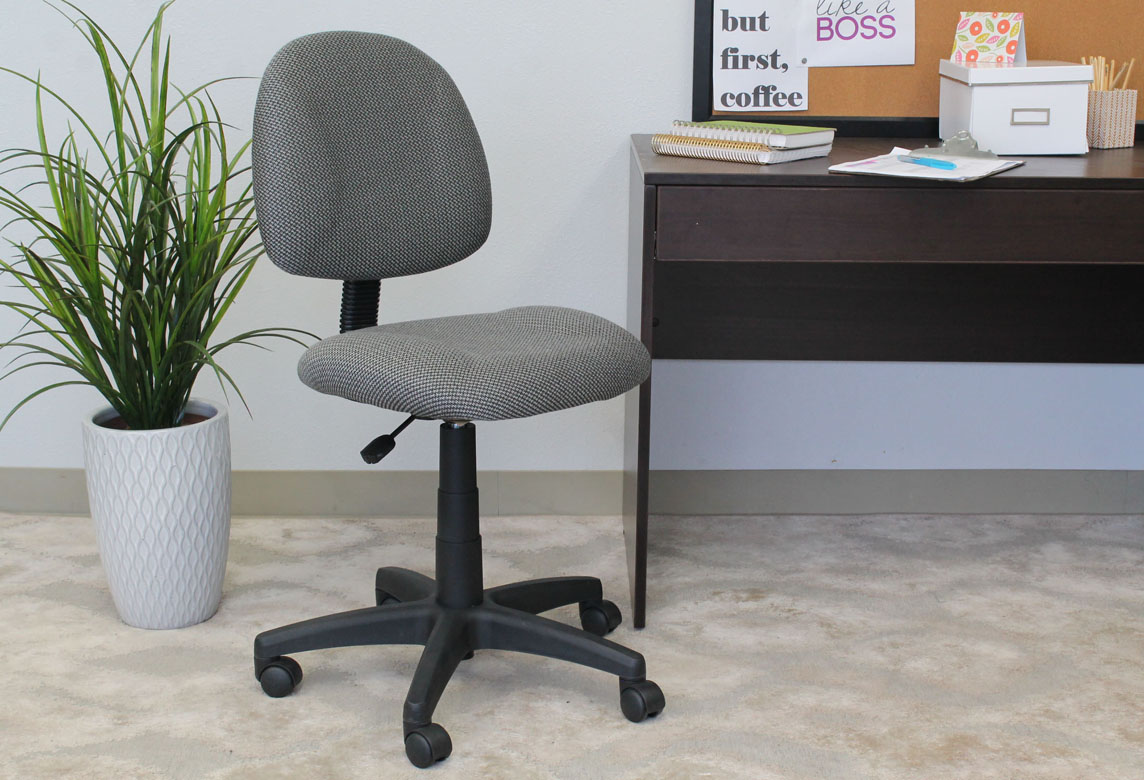 Boss Perfect Posture Deluxe Office Task Chair without Arms, Grey - Image 4