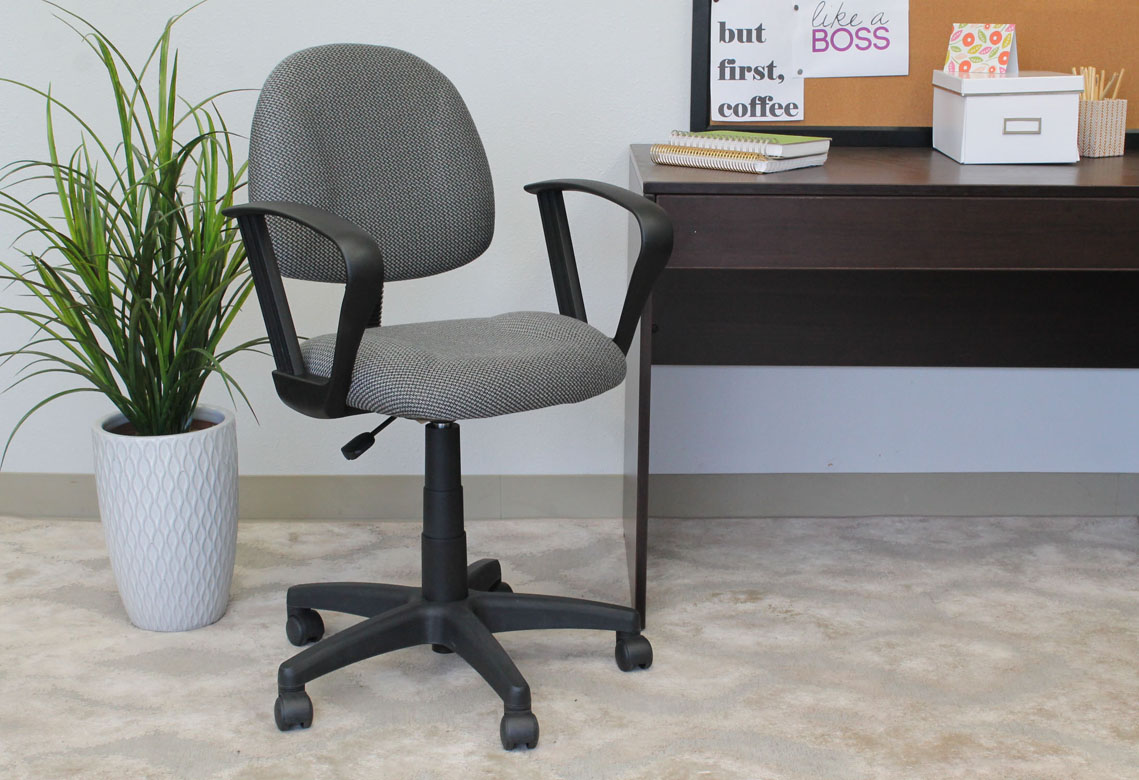 Boss Perfect Posture Deluxe  Office Task Chair with Loop Arms, grey - Image 4