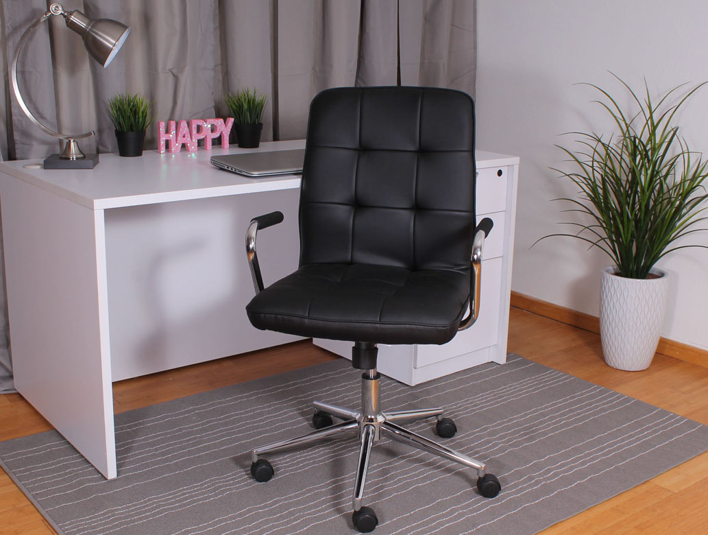Modern Office Chair w/Chrome Arms-Black - Image 3