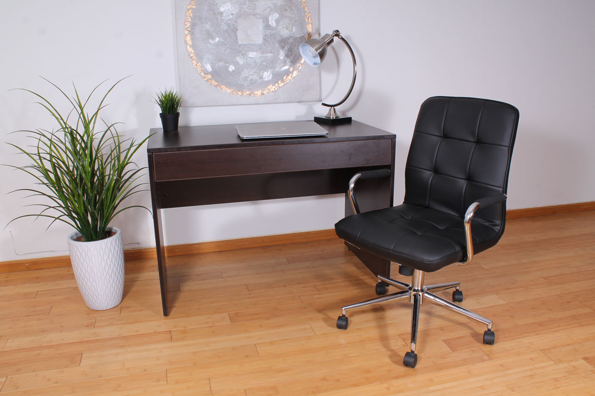 Modern Office Chair w/Chrome Arms-Black - Image 4