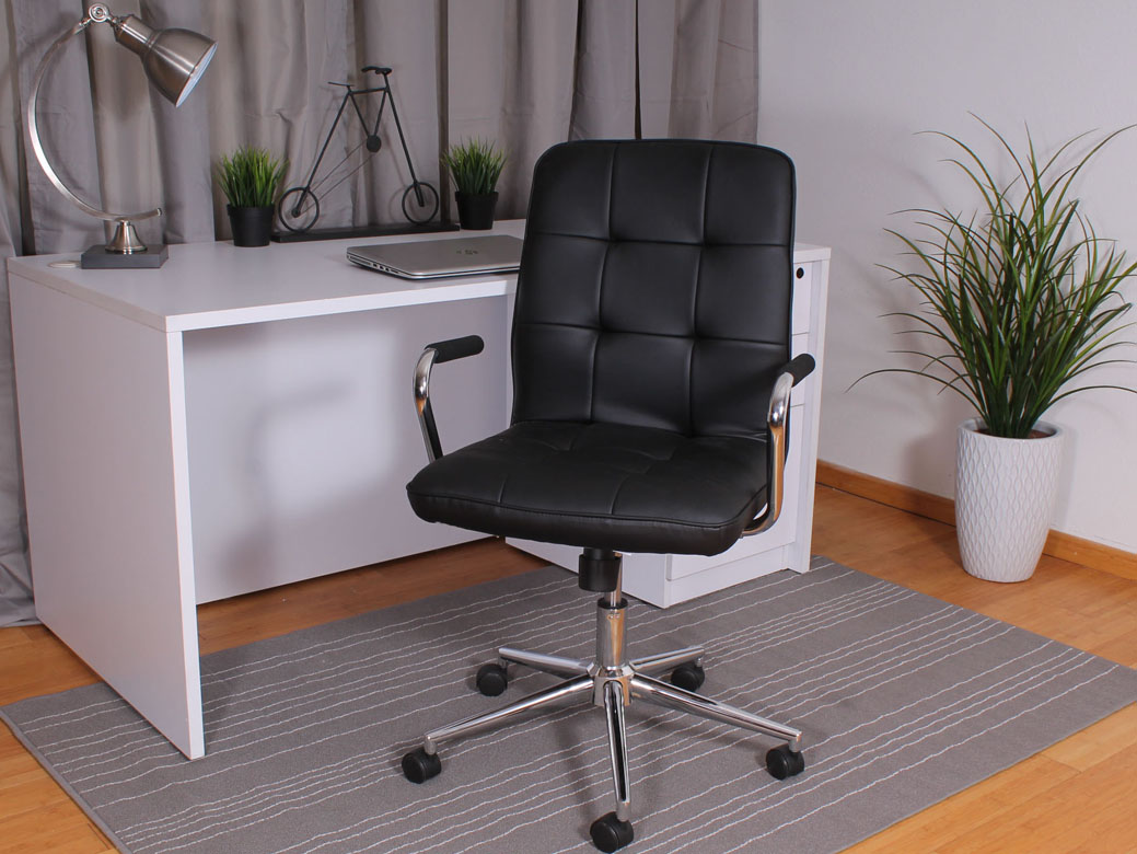 Modern Office Chair w/Chrome Arms-Black - Image 5