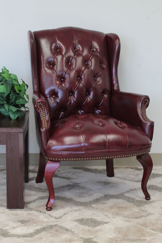 Boss Wingback Traditional Guest Chair In Burgundy - Image 2