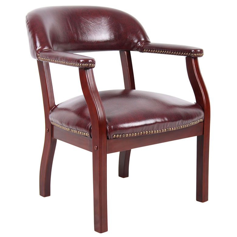 Boss Captain's guest, accent or dining chair in Burgundy Vinyl