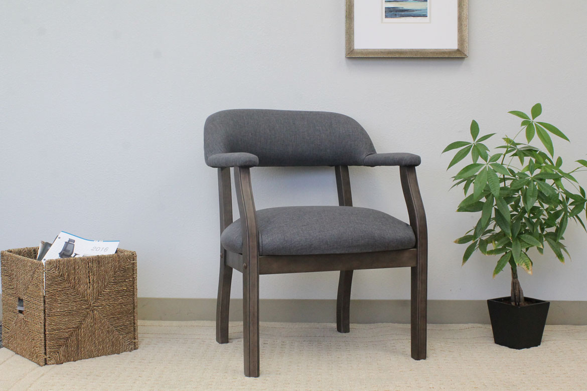 Boss Modern Captain's guest, accent or dining chair in Slate Grade Commercial Grade Linen - Image 3