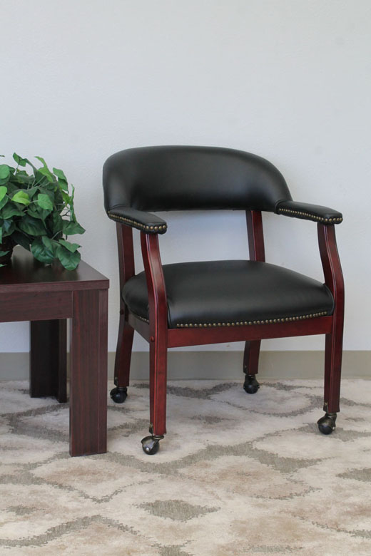 Boss Captain's guest, accent or dining chair in Black Caressoft Vinyl W/ Casters - Image 2