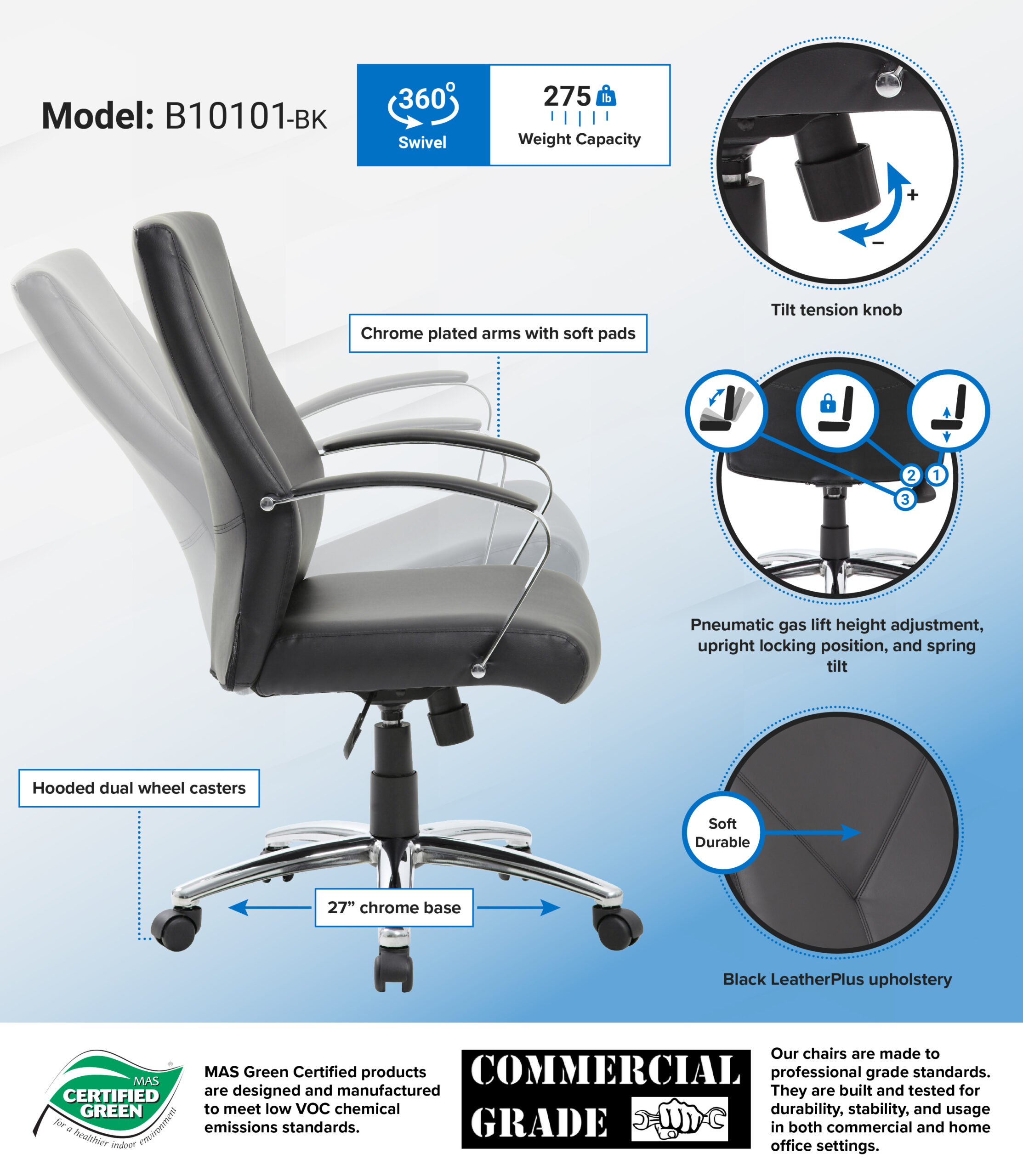 Boss LeatherPlus Executive Chair - Image 2