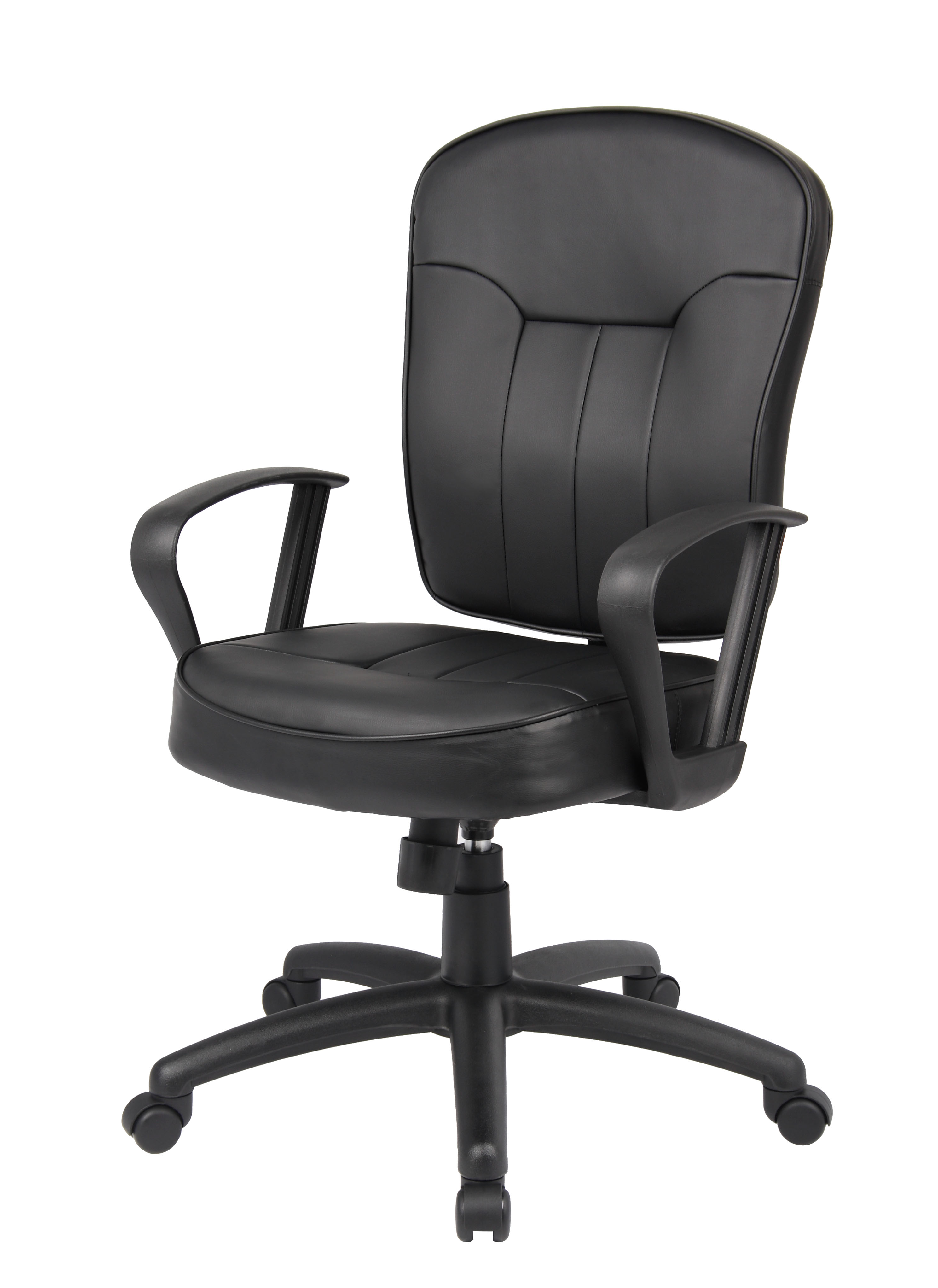 Boss Black Leather Task Chair W/ Loop Arms - Image 3