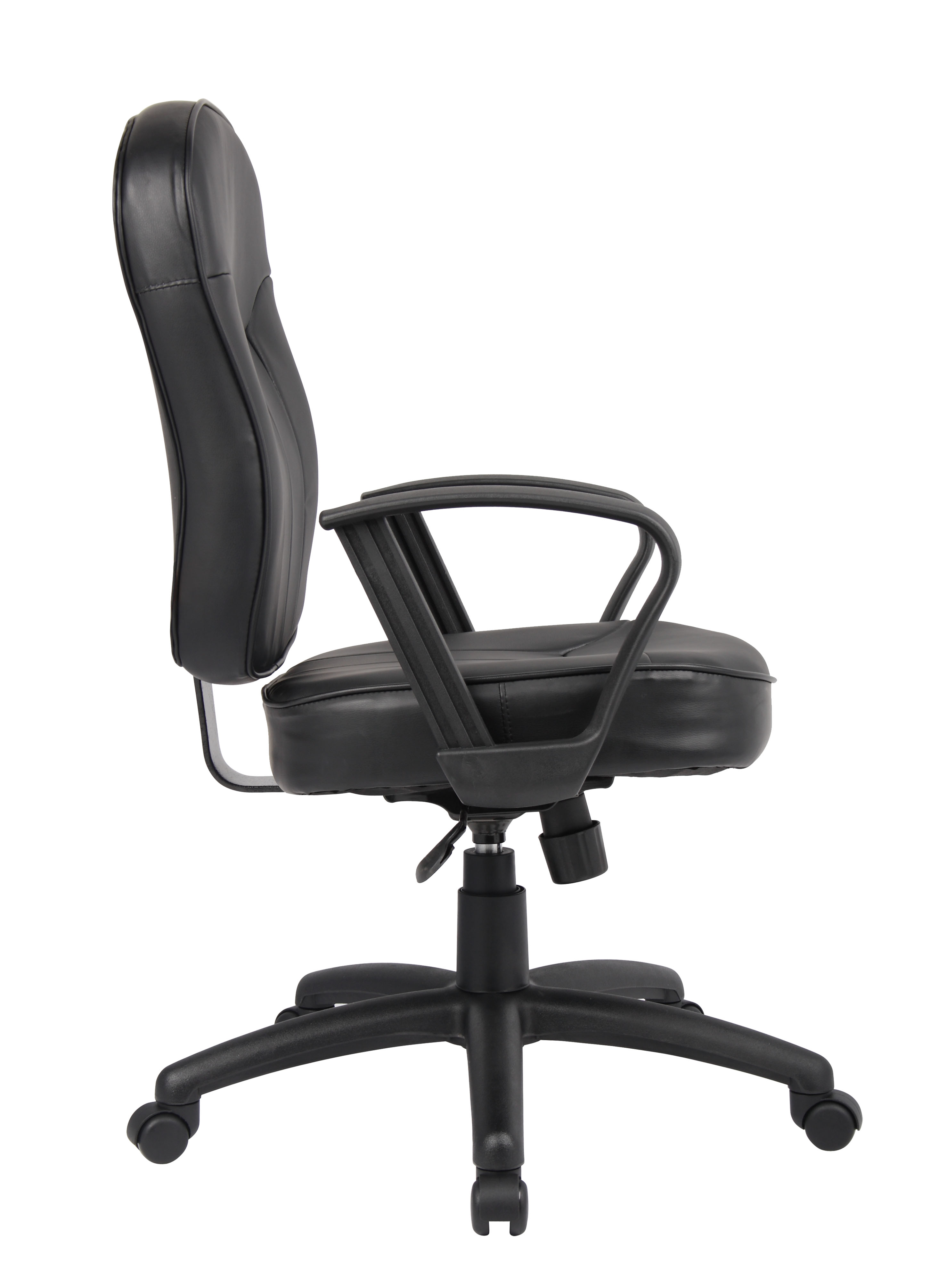 Boss Black Leather Task Chair W/ Loop Arms - Image 5