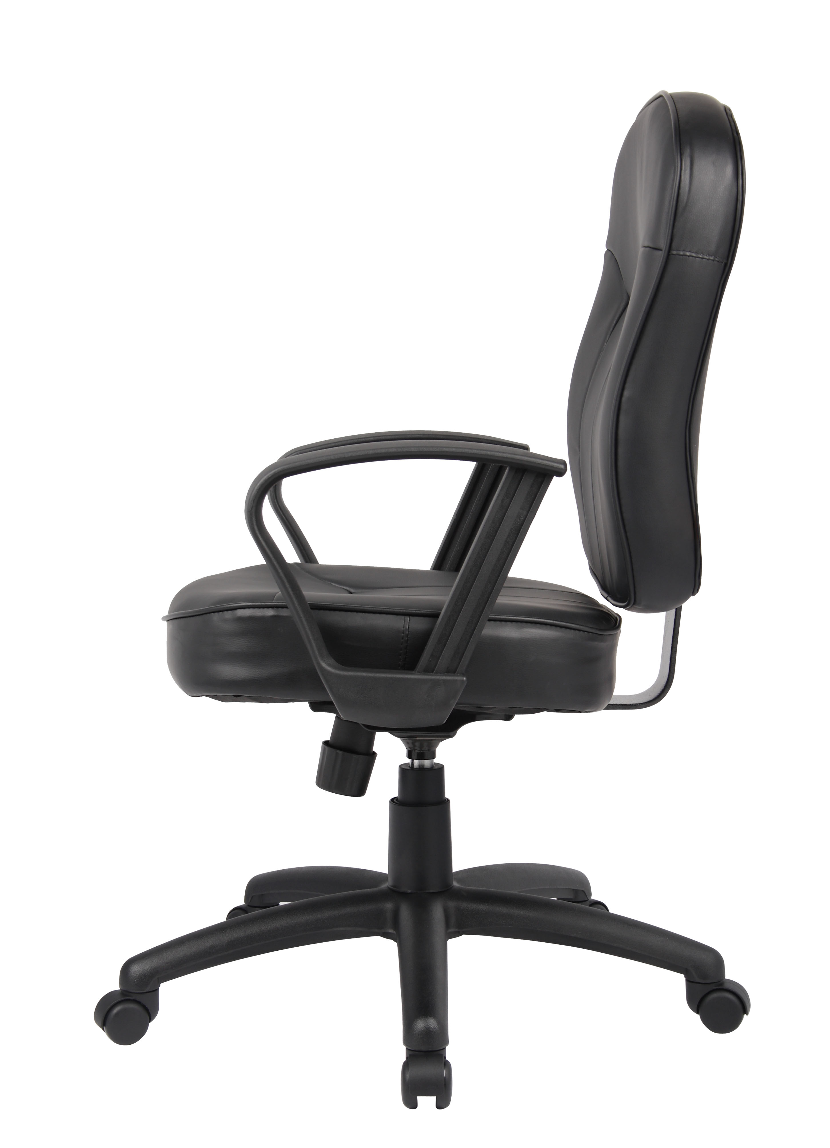 Boss Black Leather Task Chair W/ Loop Arms - Image 7