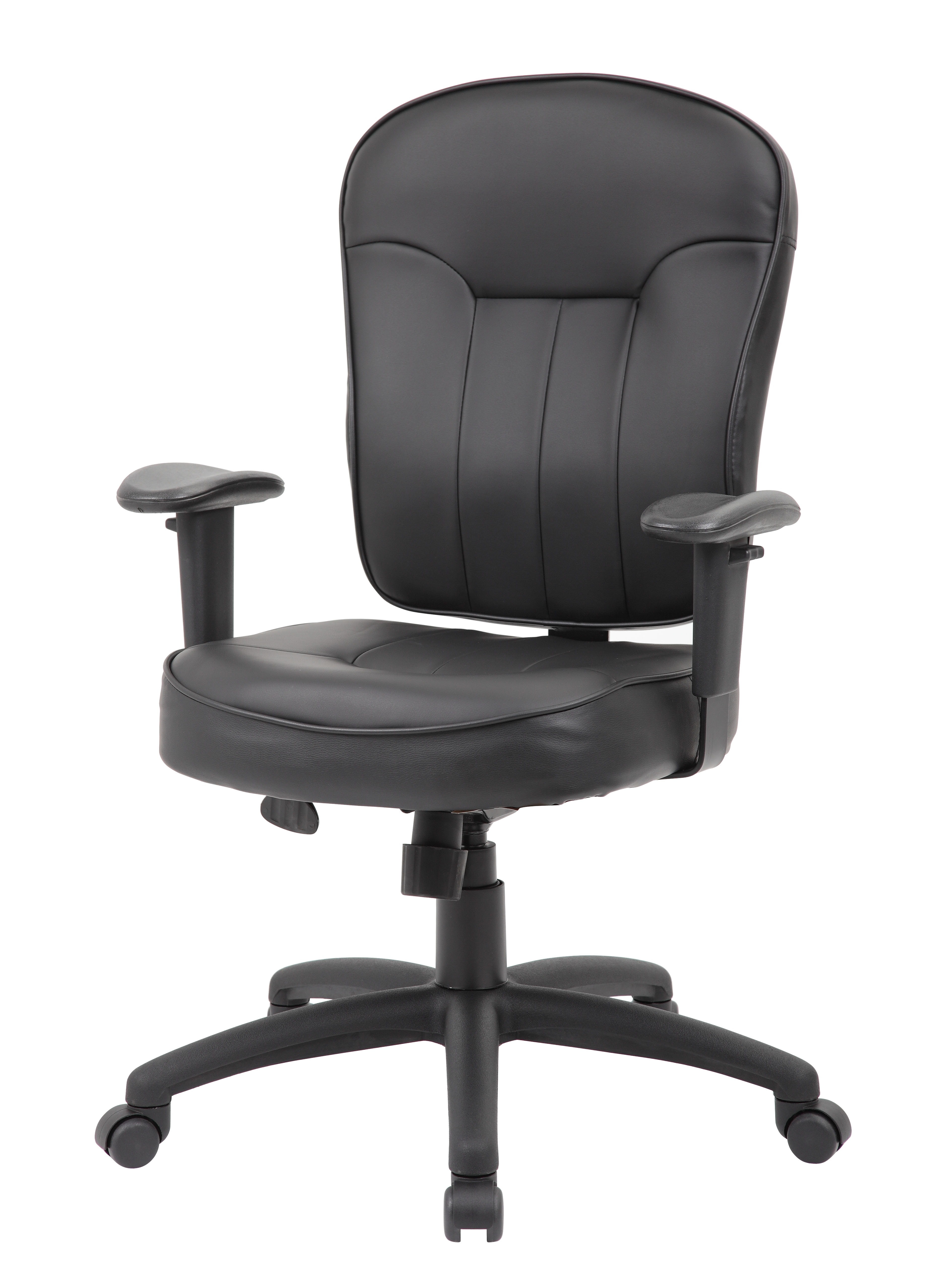 Boss Black Leather Task Chair W/ Adjustable Arm - Image 4