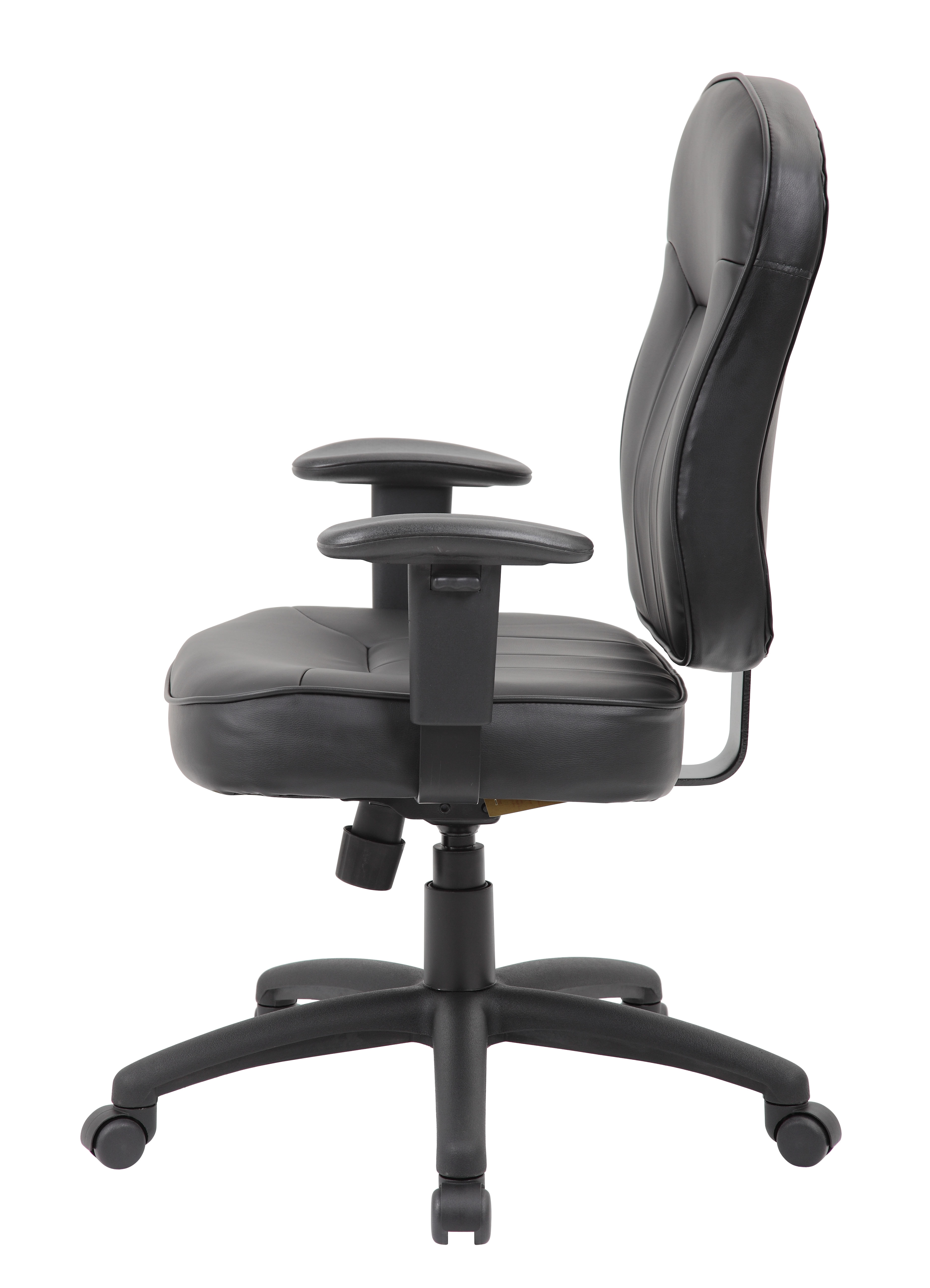 Boss Black Leather Task Chair W/ Adjustable Arm - Image 3