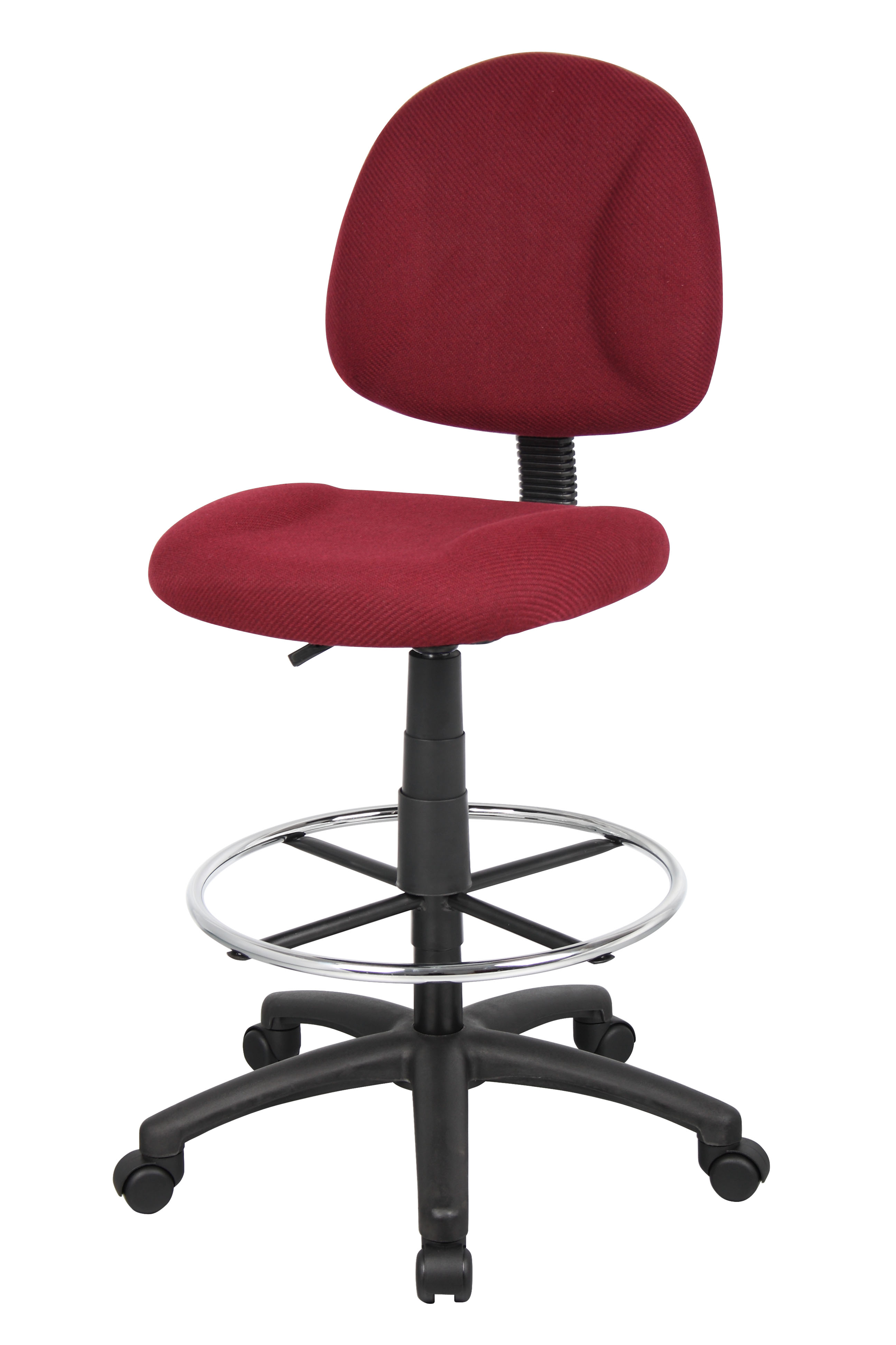 Boss Ergonomic Works Adjustable Drafting Chair without Arms, Burgundy - Image 6