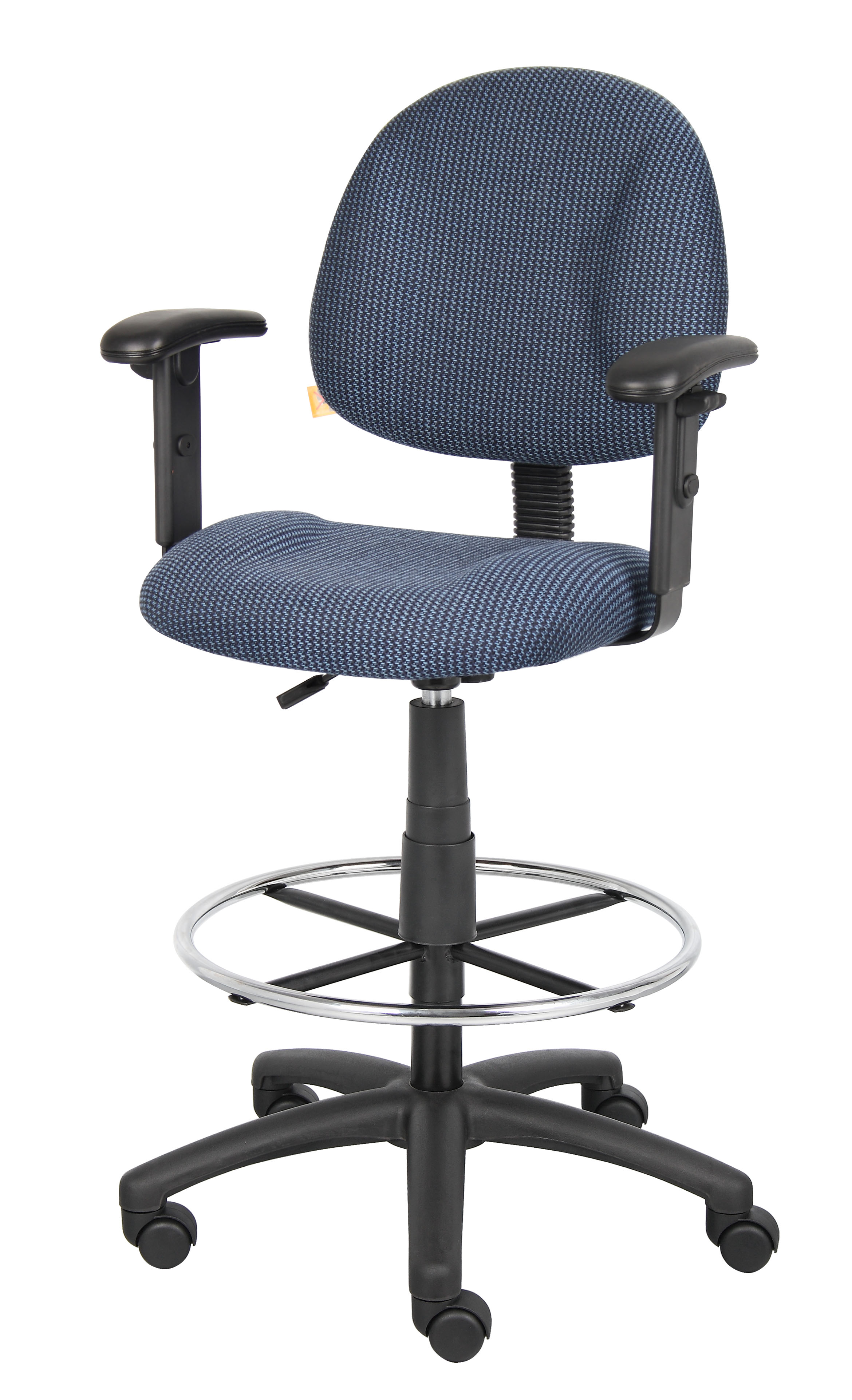 Boss Ergonomic Works Adjustable Drafting Chair with Adjustable Arms and Removable Foot Rest, Blue - Image 4