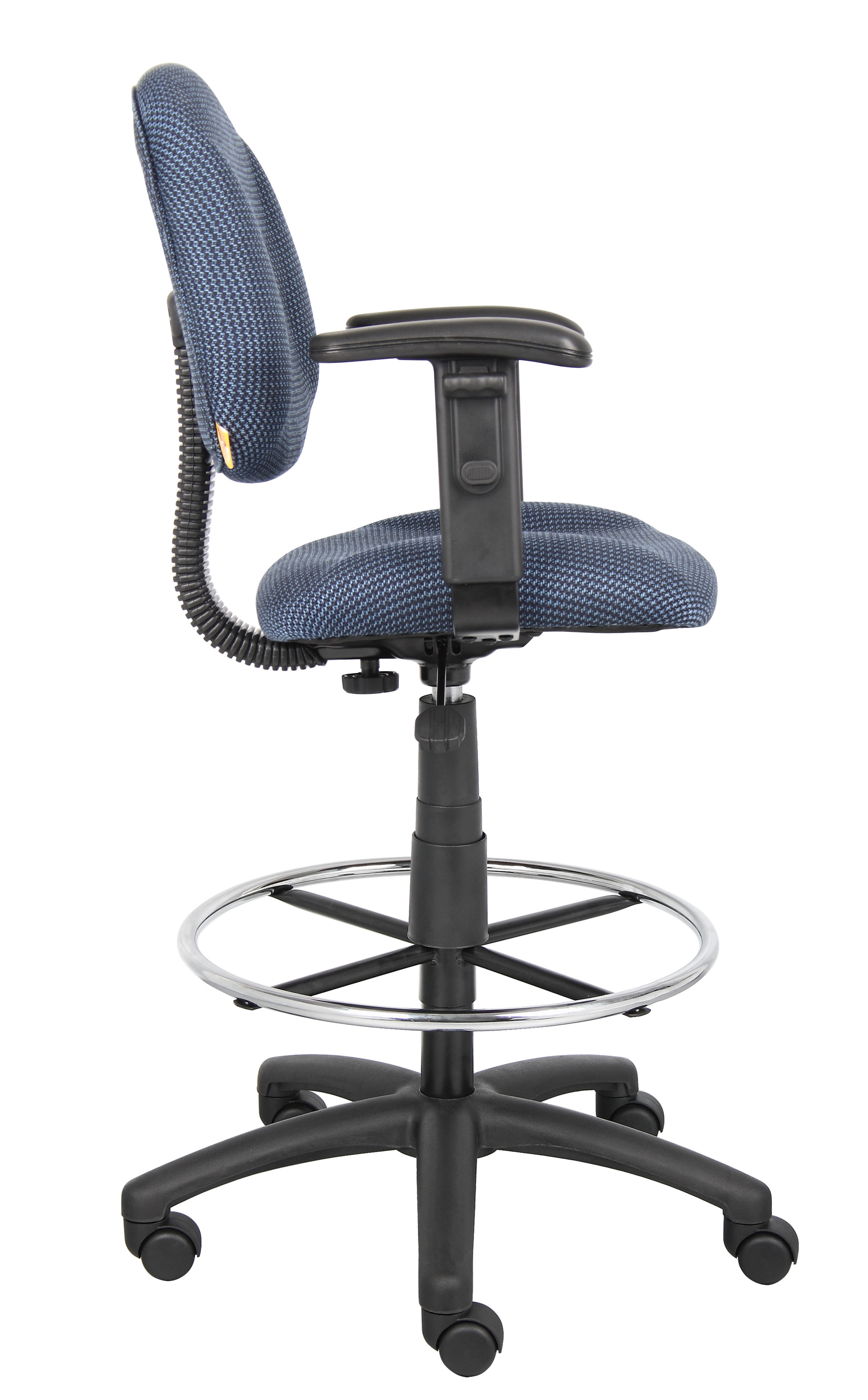 Boss Ergonomic Works Adjustable Drafting Chair with Adjustable Arms and Removable Foot Rest, Blue - Image 6
