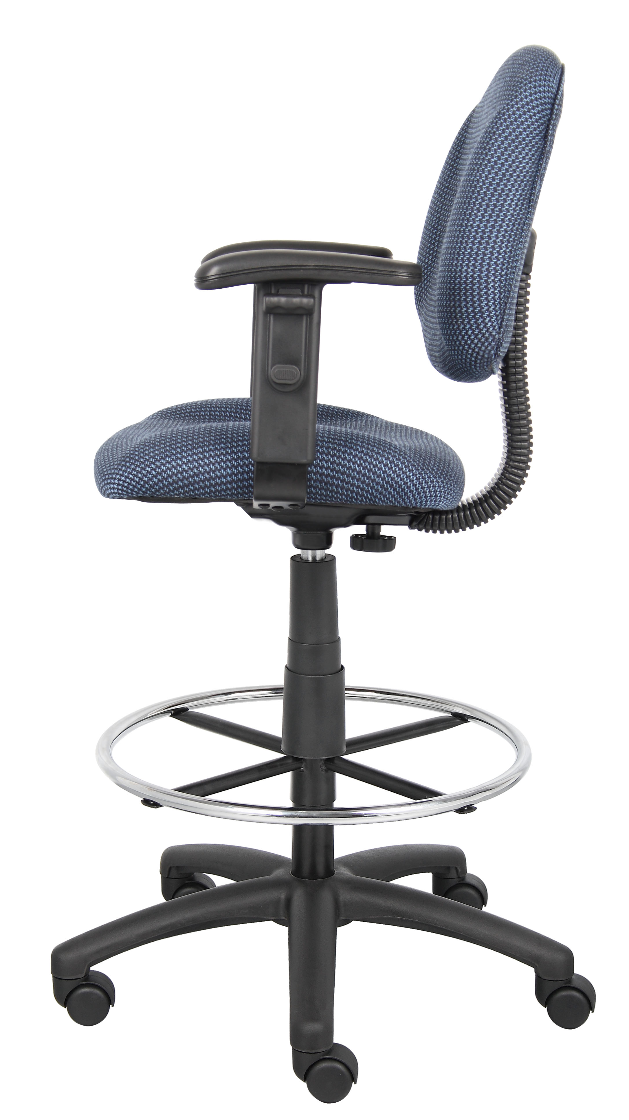 Boss Ergonomic Works Adjustable Drafting Chair with Adjustable Arms and Removable Foot Rest, Blue - Image 8