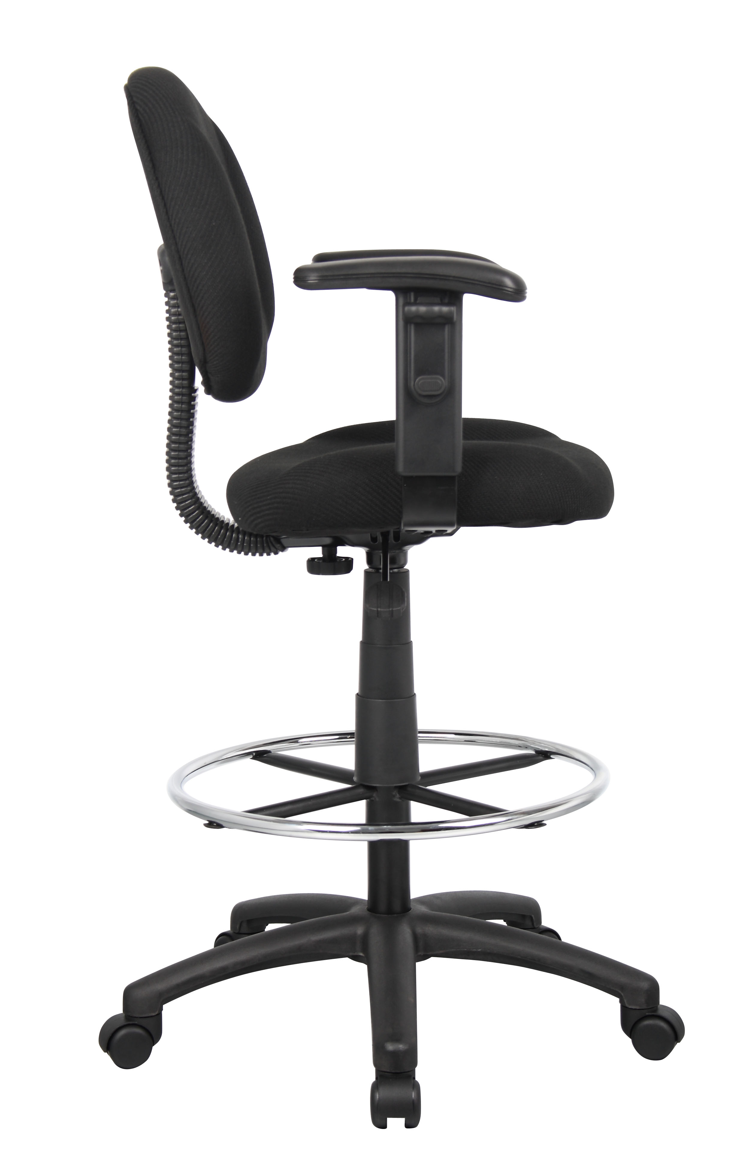 Boss Ergonomic Works Adjustable Drafting Chair with Adjustable Arms and Removable Foot Rest, Black - Image 6