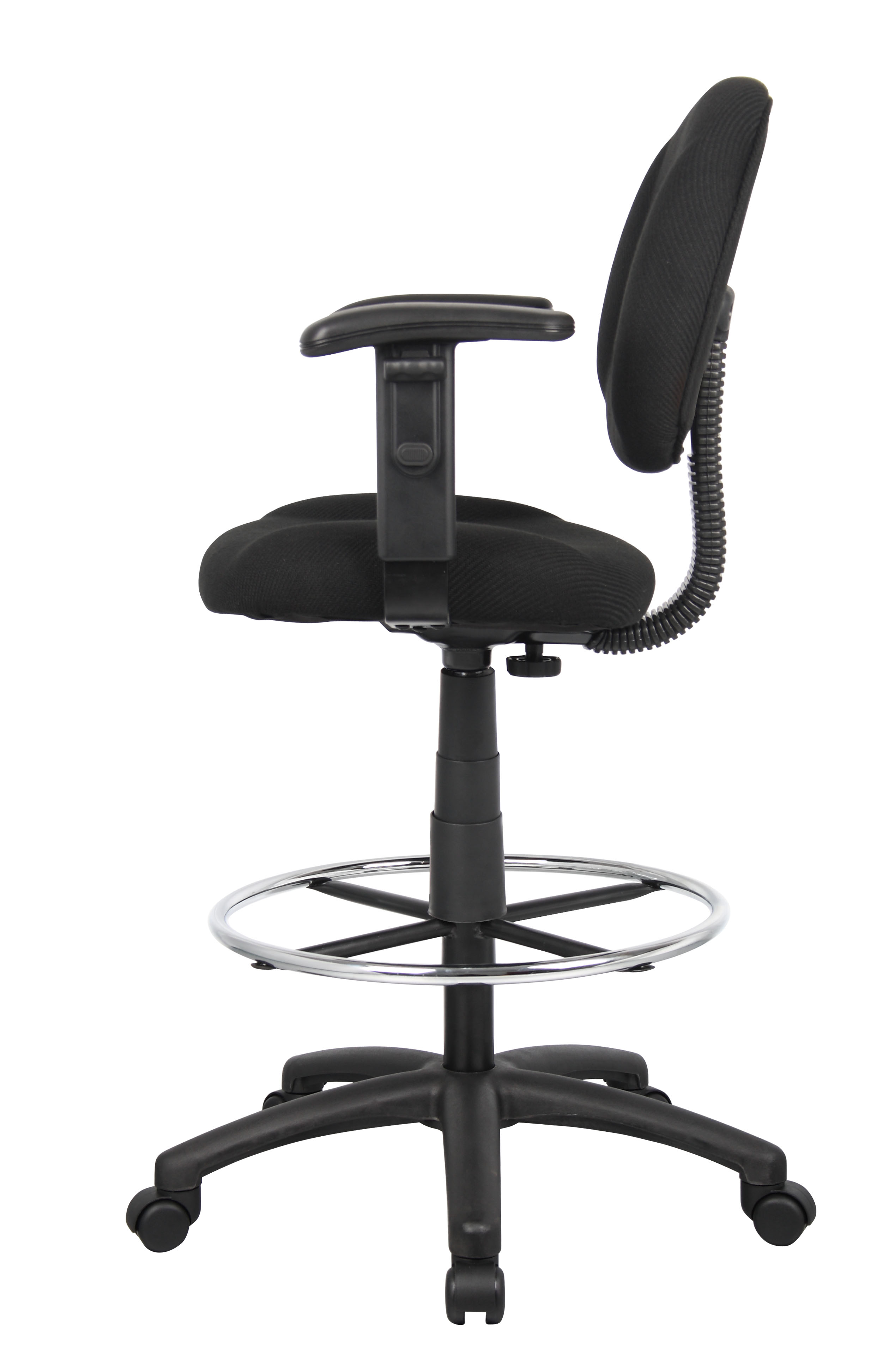 Boss Ergonomic Works Adjustable Drafting Chair with Adjustable Arms and Removable Foot Rest, Black - Image 8