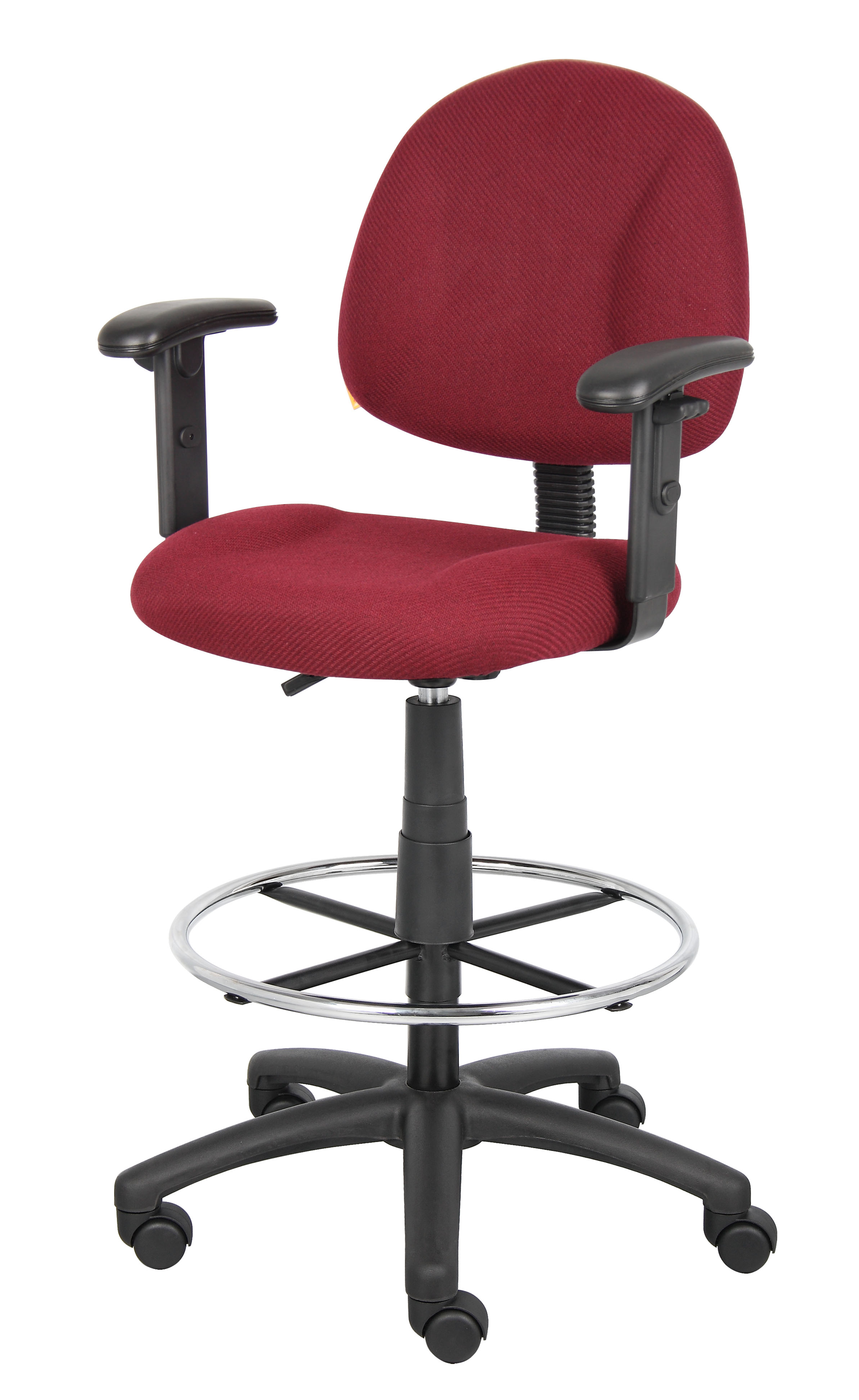 Boss Ergonomic Works Adjustable Drafting Chair with Adjustable Arms and Removable Foot Rest, Burgundy - Image 4