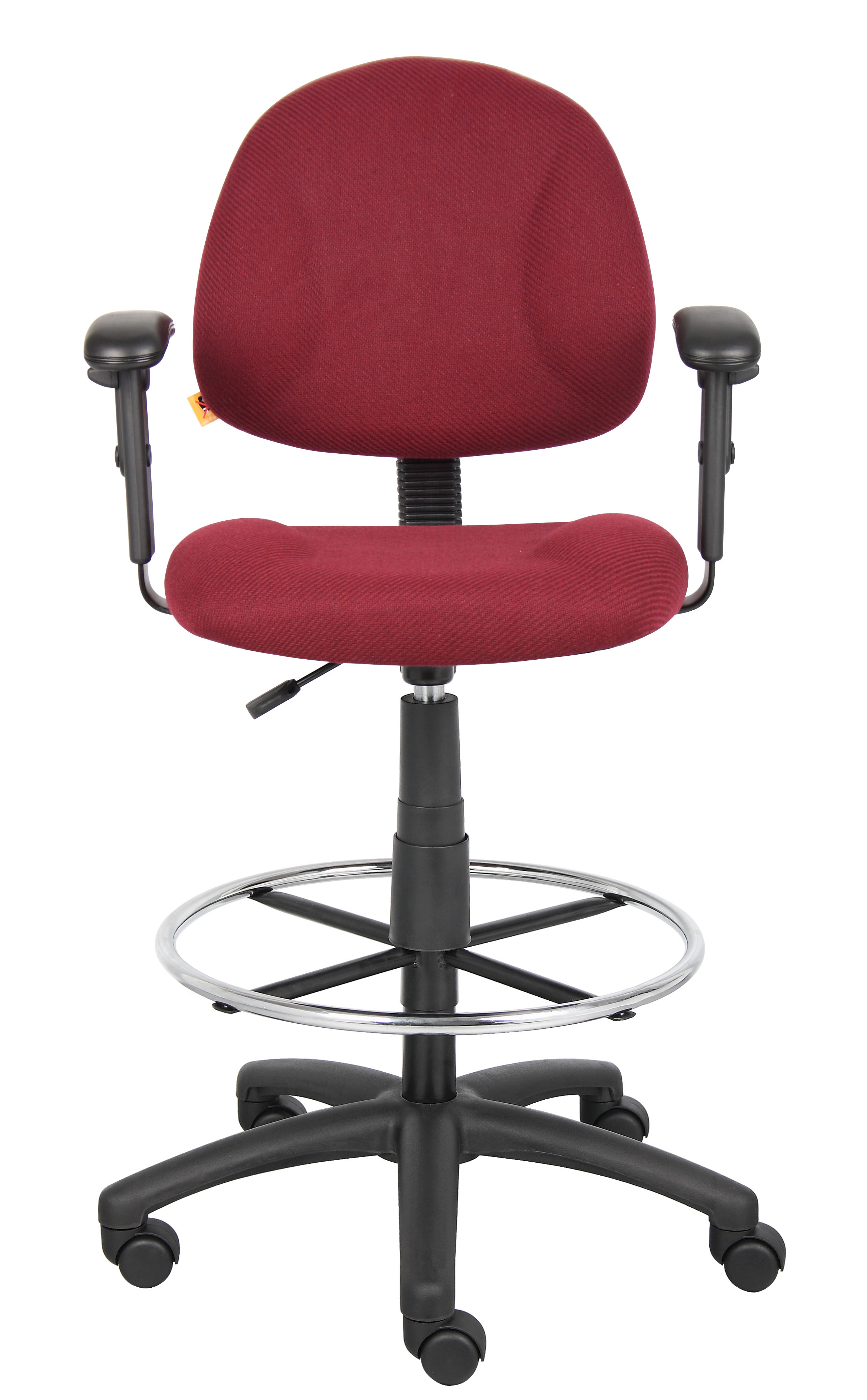 Boss Ergonomic Works Adjustable Drafting Chair with Adjustable Arms and Removable Foot Rest, Burgundy - Image 5