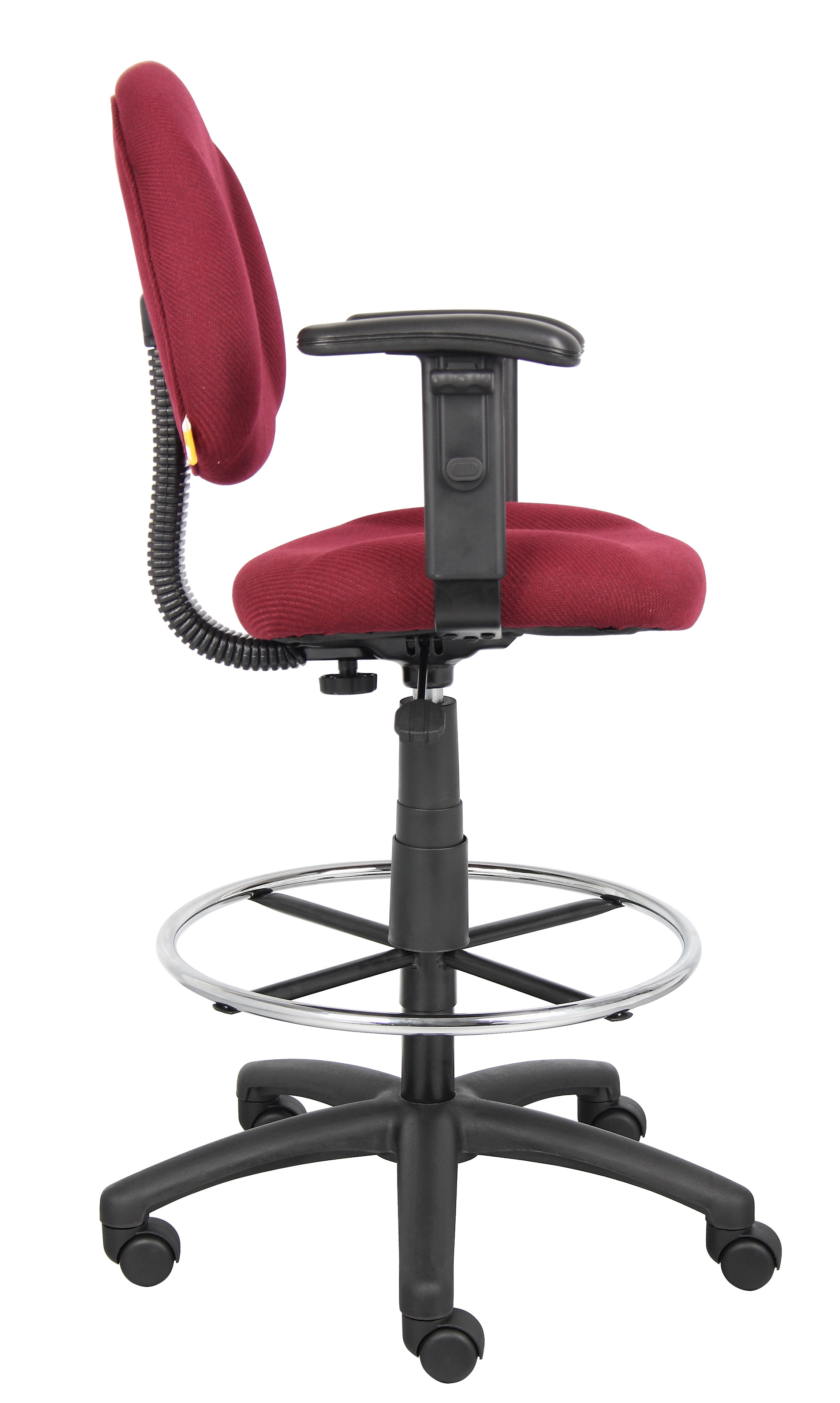 Boss Ergonomic Works Adjustable Drafting Chair with Adjustable Arms and Removable Foot Rest, Burgundy - Image 6