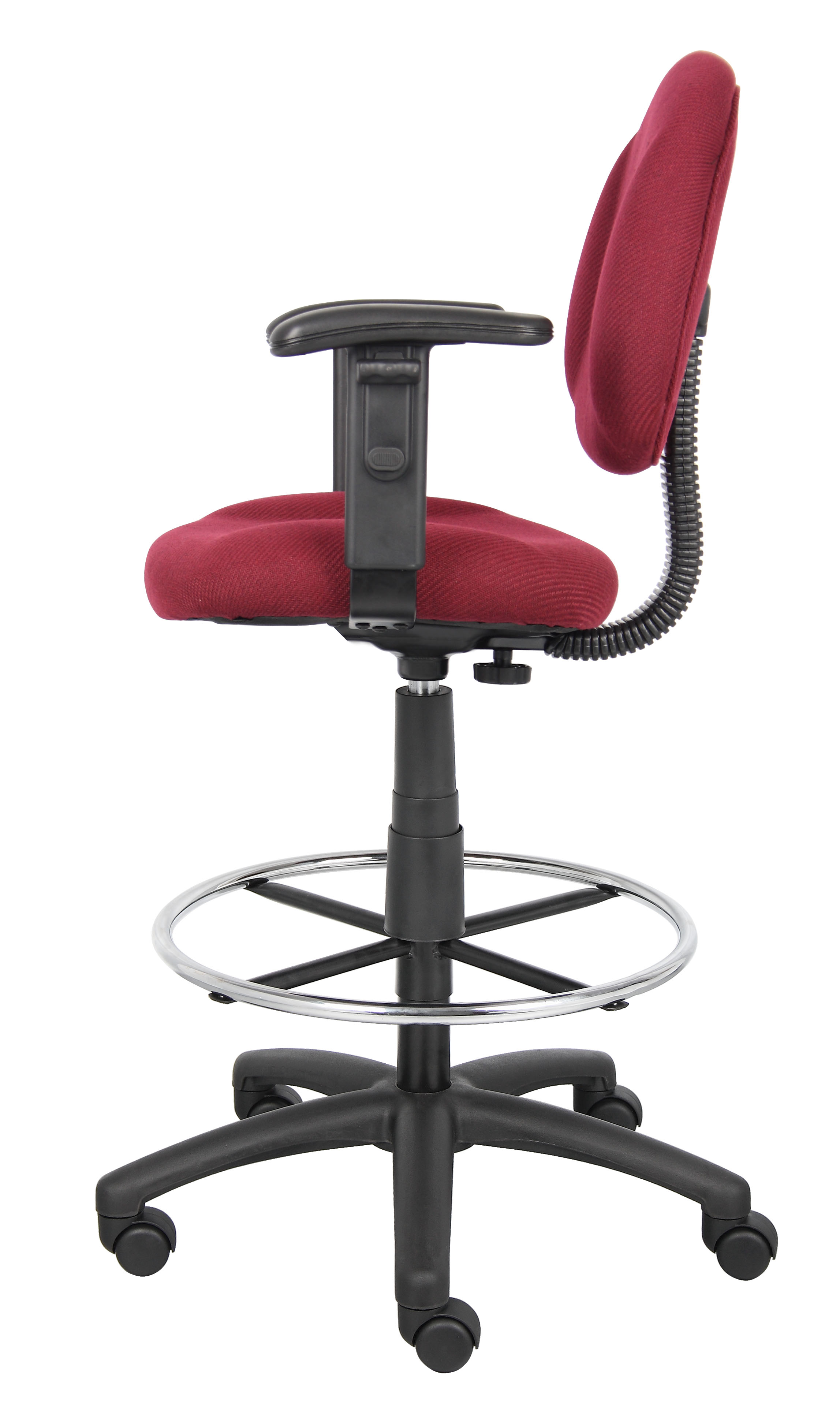 Boss Ergonomic Works Adjustable Drafting Chair with Adjustable Arms and Removable Foot Rest, Burgundy - Image 8