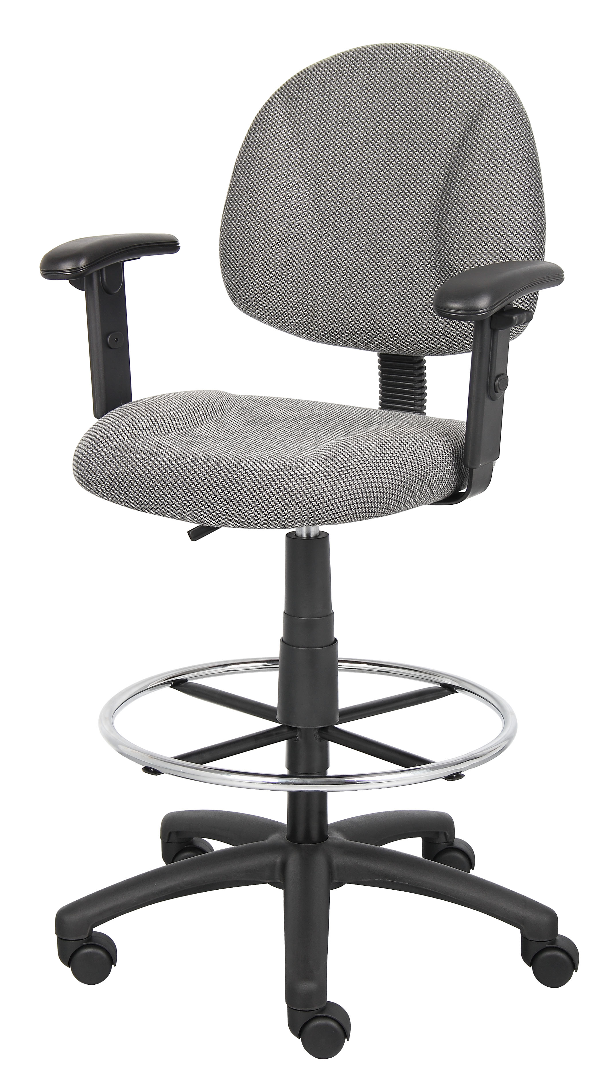 Boss Ergonomic Works Adjustable Drafting Chair with Adjustable Arms and Removable Foot Rest, grey - Image 4