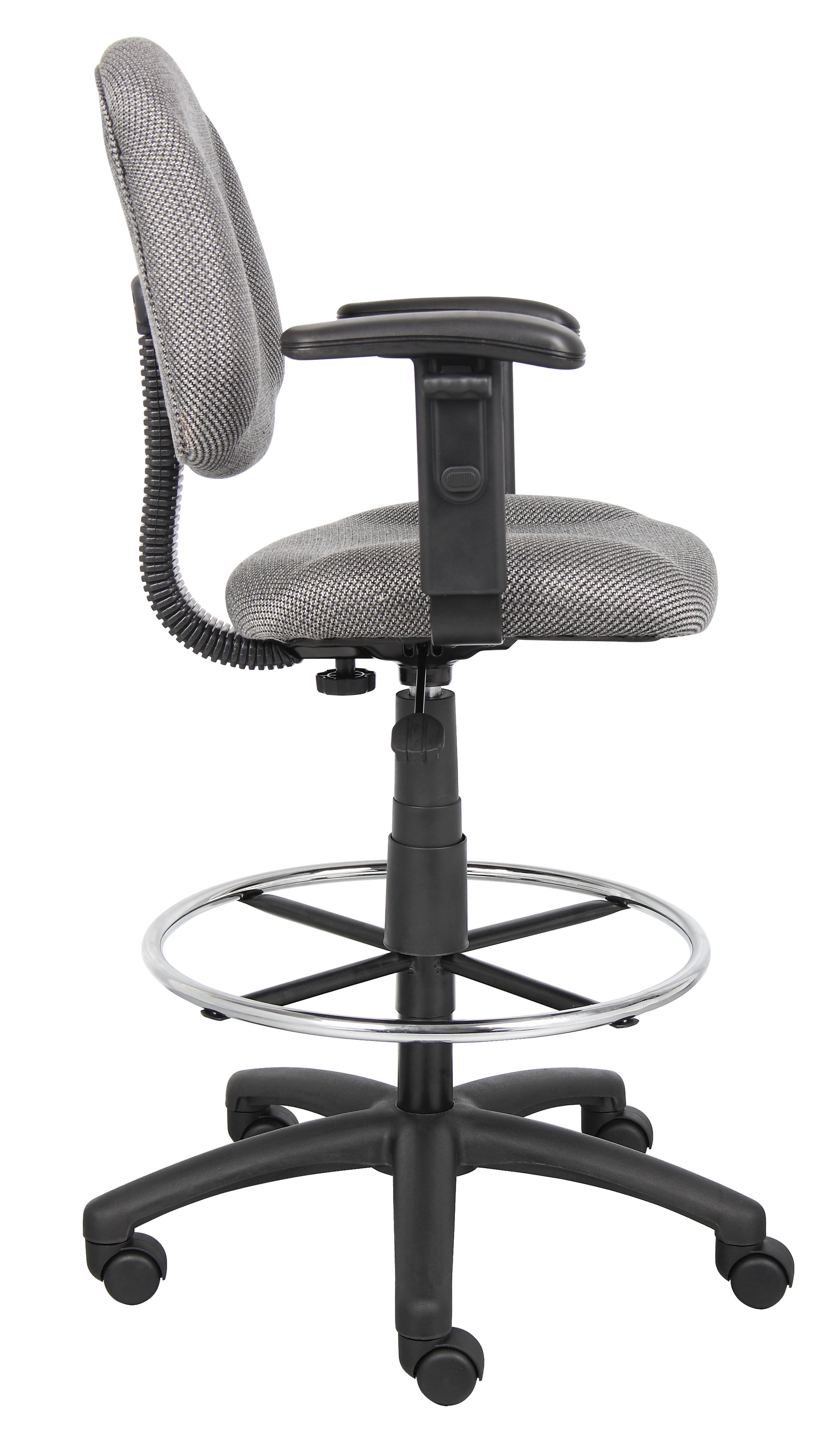 Boss Ergonomic Works Adjustable Drafting Chair with Adjustable Arms and Removable Foot Rest, grey - Image 6