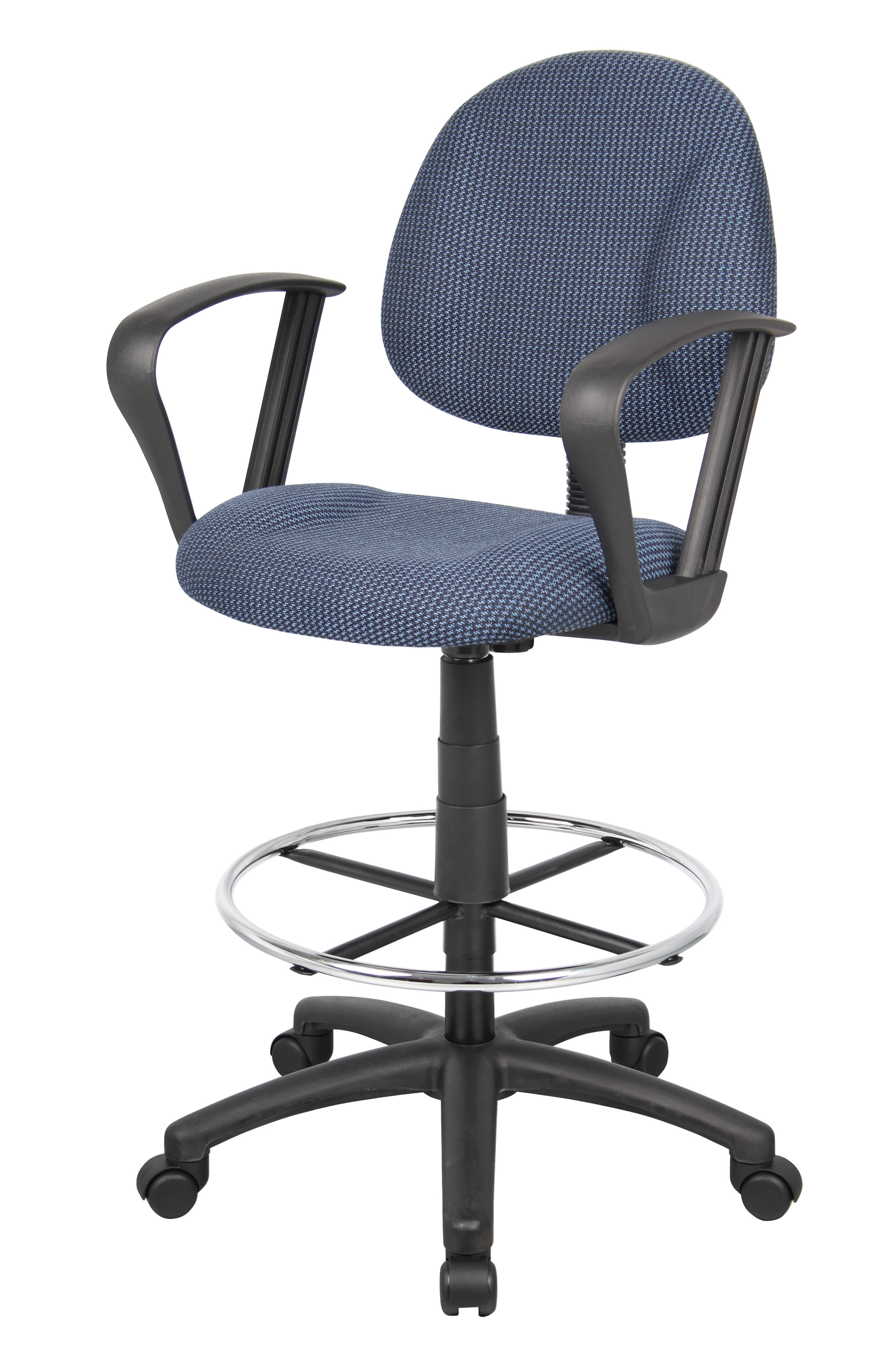 Boss Ergonomic Works Adjustable Drafting Chair with Loop Arms and Removable Foot Rest, Blue - Image 4