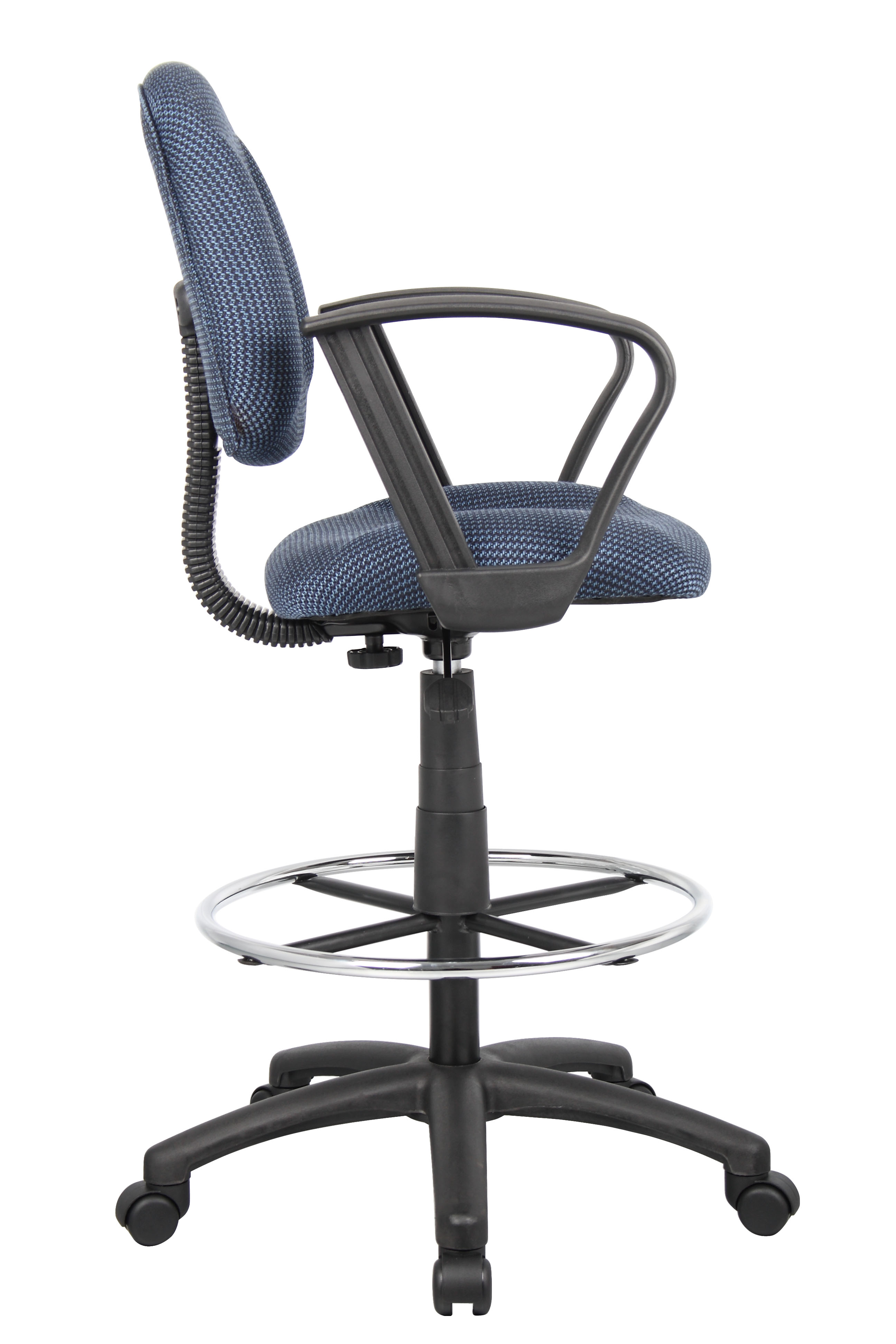 Boss Ergonomic Works Adjustable Drafting Chair with Loop Arms and Removable Foot Rest, Blue - Image 6
