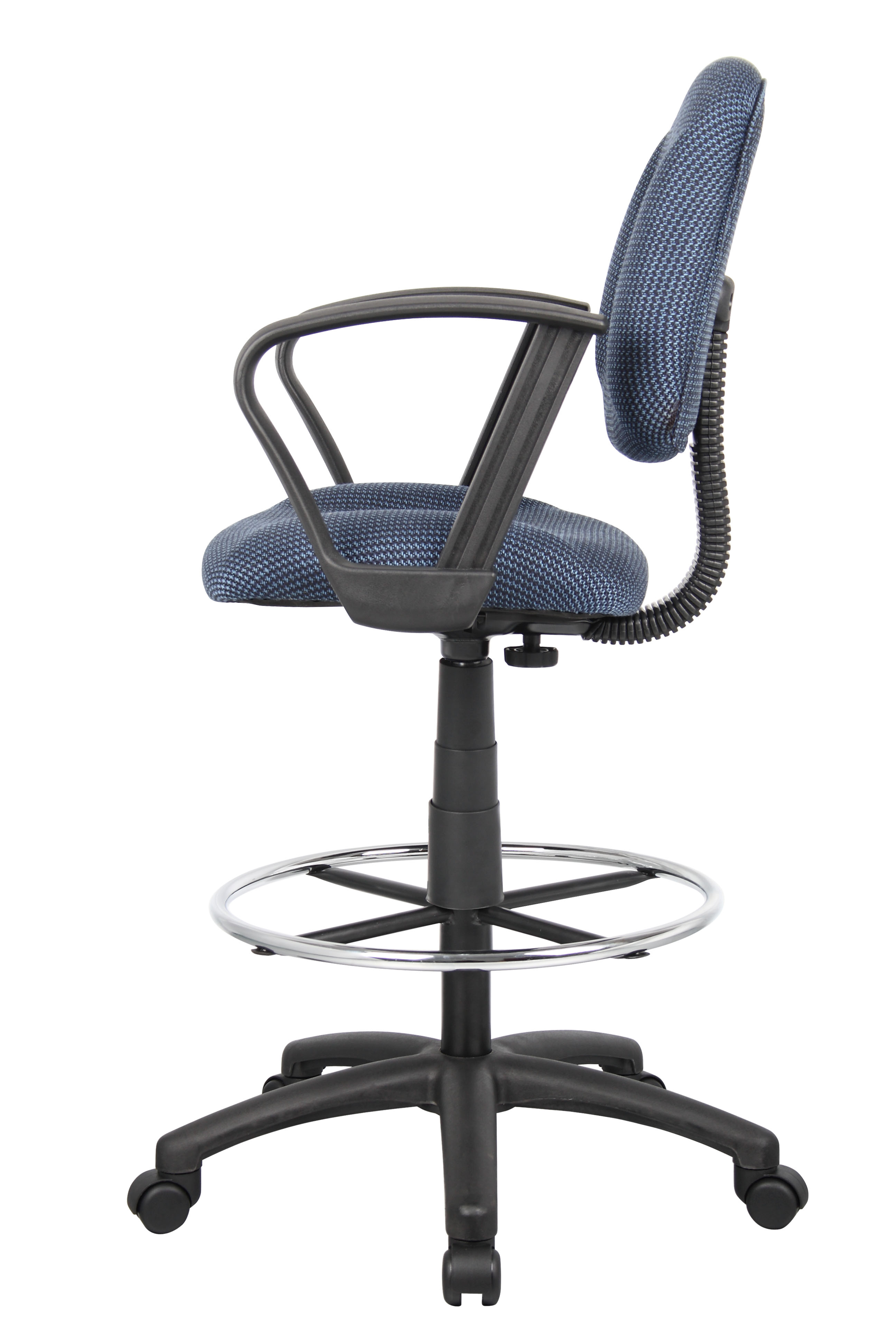 Boss Ergonomic Works Adjustable Drafting Chair with Loop Arms and Removable Foot Rest, Blue - Image 8