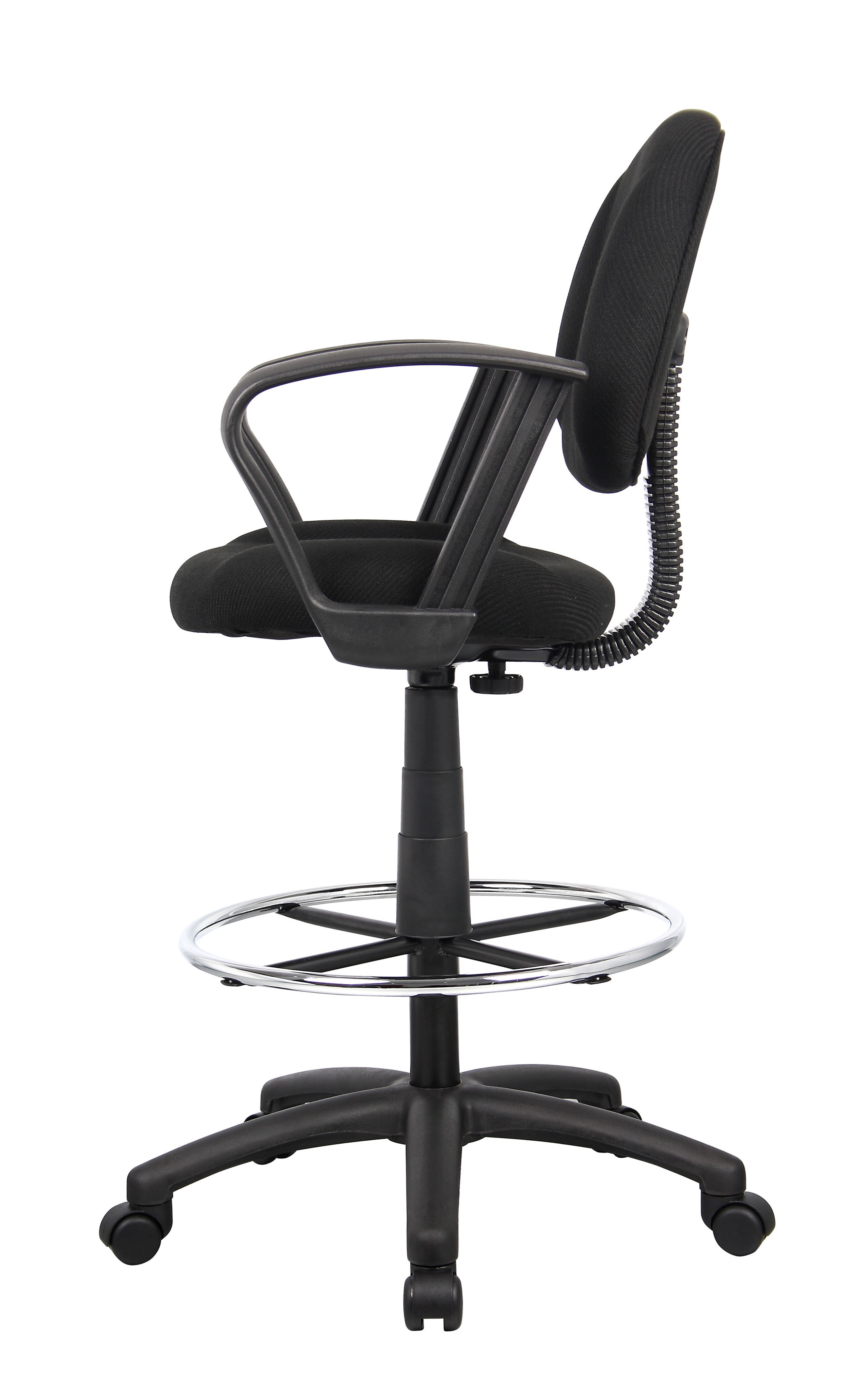 Boss Ergonomic Works Adjustable Drafting Chair with Loop Arms and Removable Foot Rest, Black - Image 5