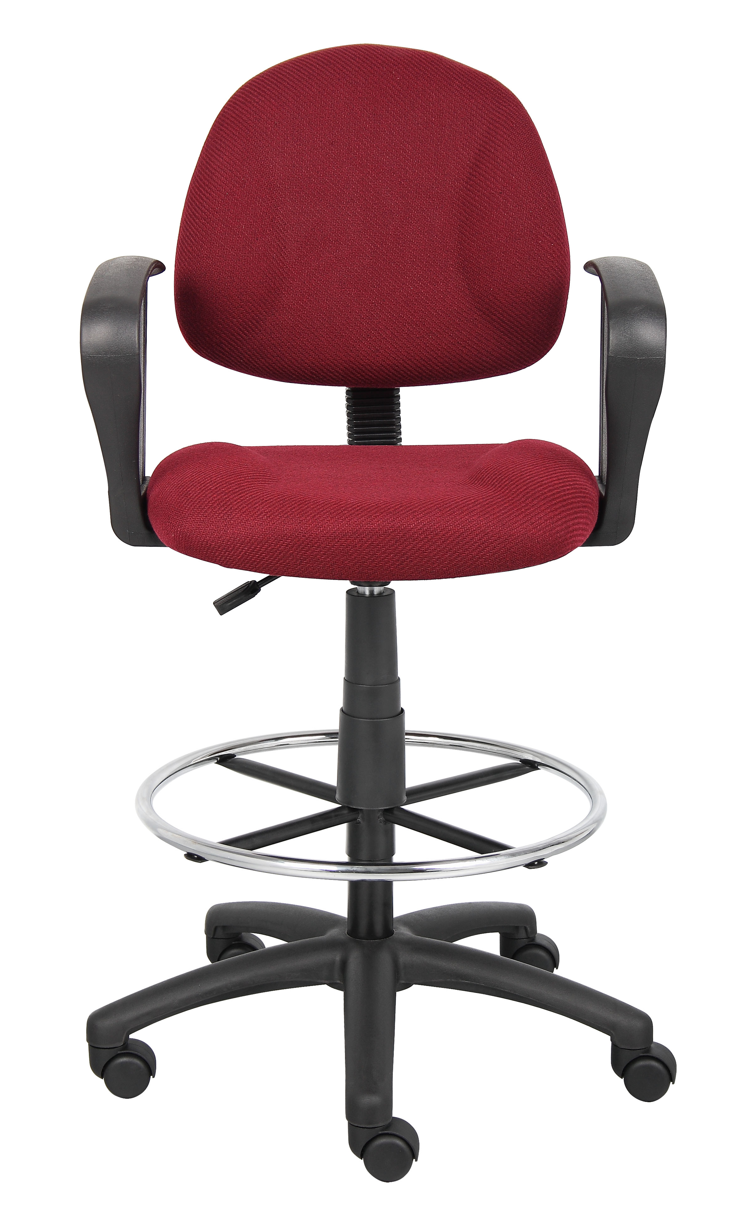 Boss Ergonomic Works Adjustable Drafting Chair with Loop Arms and Removable Foot Rest, Burgundy - Image 5