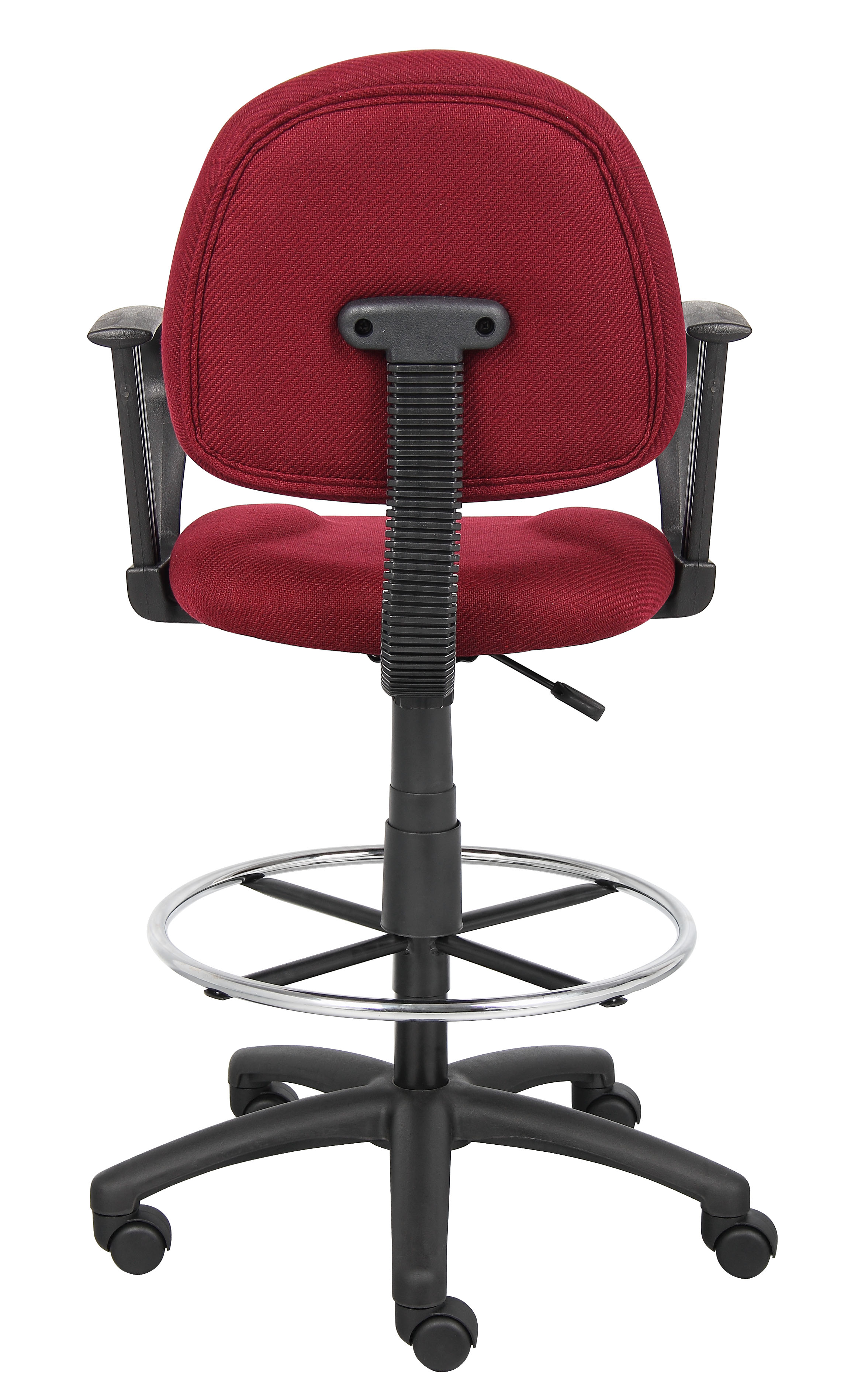 Boss Ergonomic Works Adjustable Drafting Chair with Loop Arms and Removable Foot Rest, Burgundy - Image 7