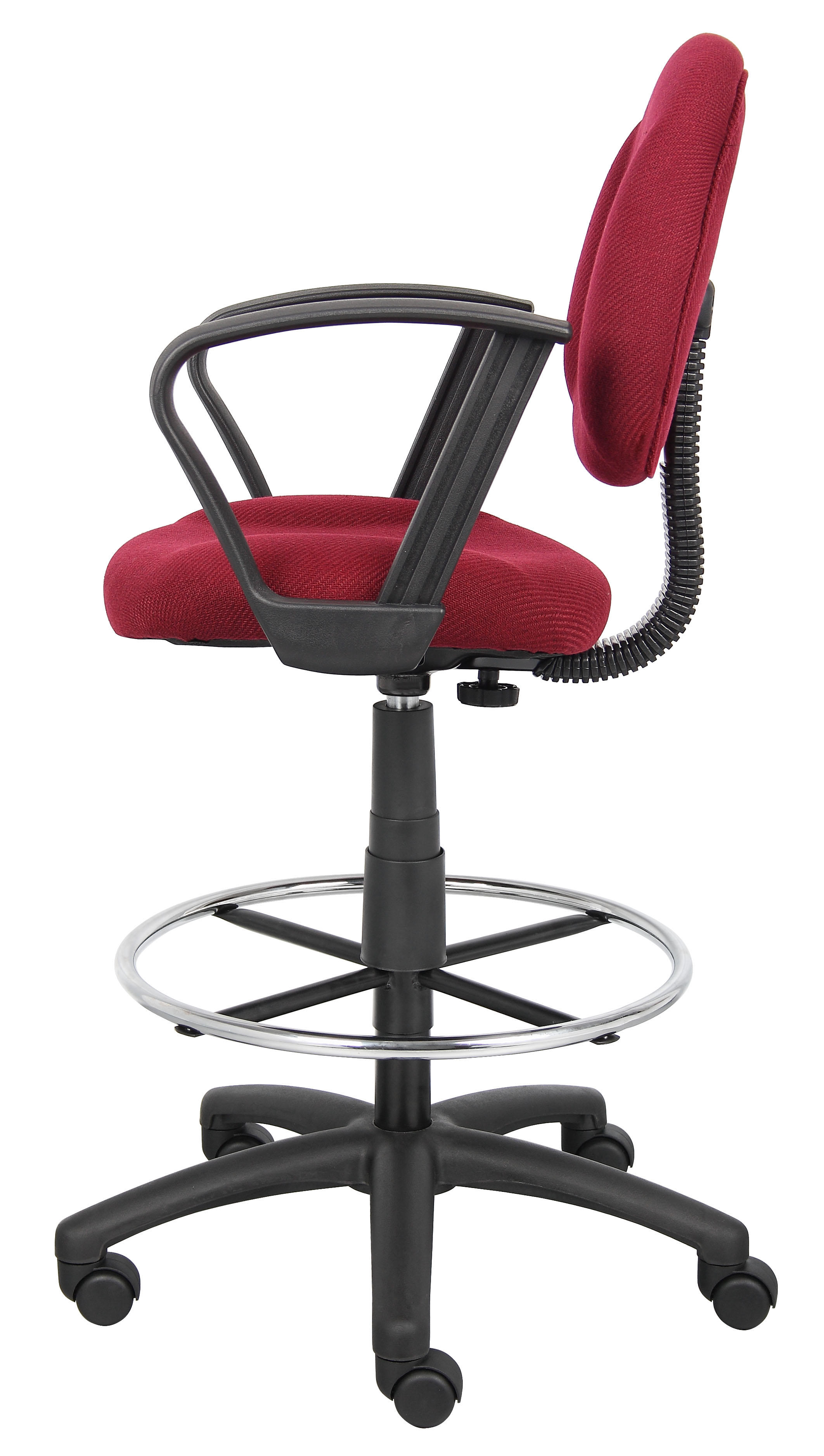 Boss Ergonomic Works Adjustable Drafting Chair with Loop Arms and Removable Foot Rest, Burgundy - Image 8