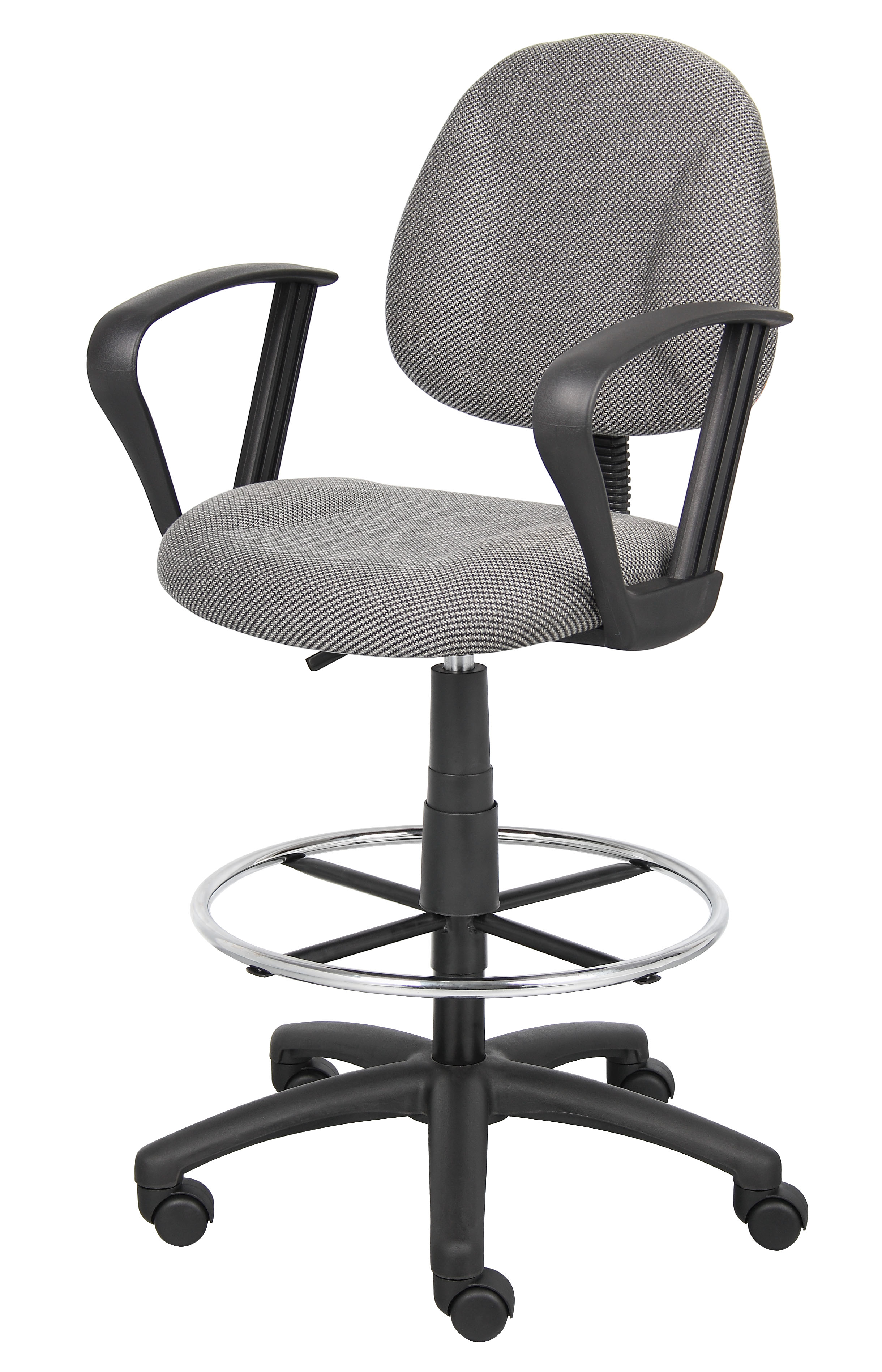 Boss Ergonomic Works Adjustable Drafting Chair with Loop Arms and Removable Foot Rest, grey - Image 4