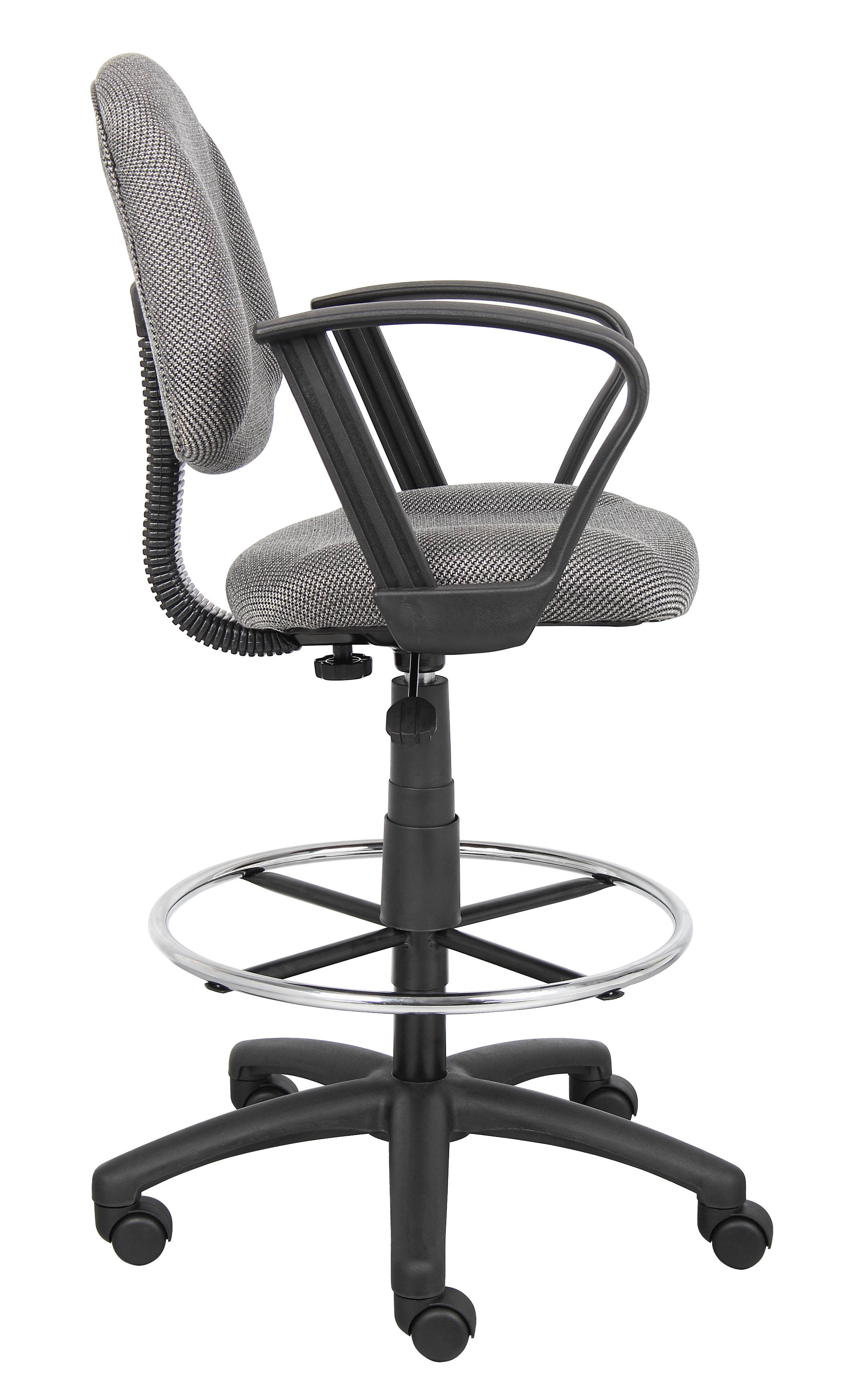 Boss Ergonomic Works Adjustable Drafting Chair with Loop Arms and Removable Foot Rest, grey - Image 6