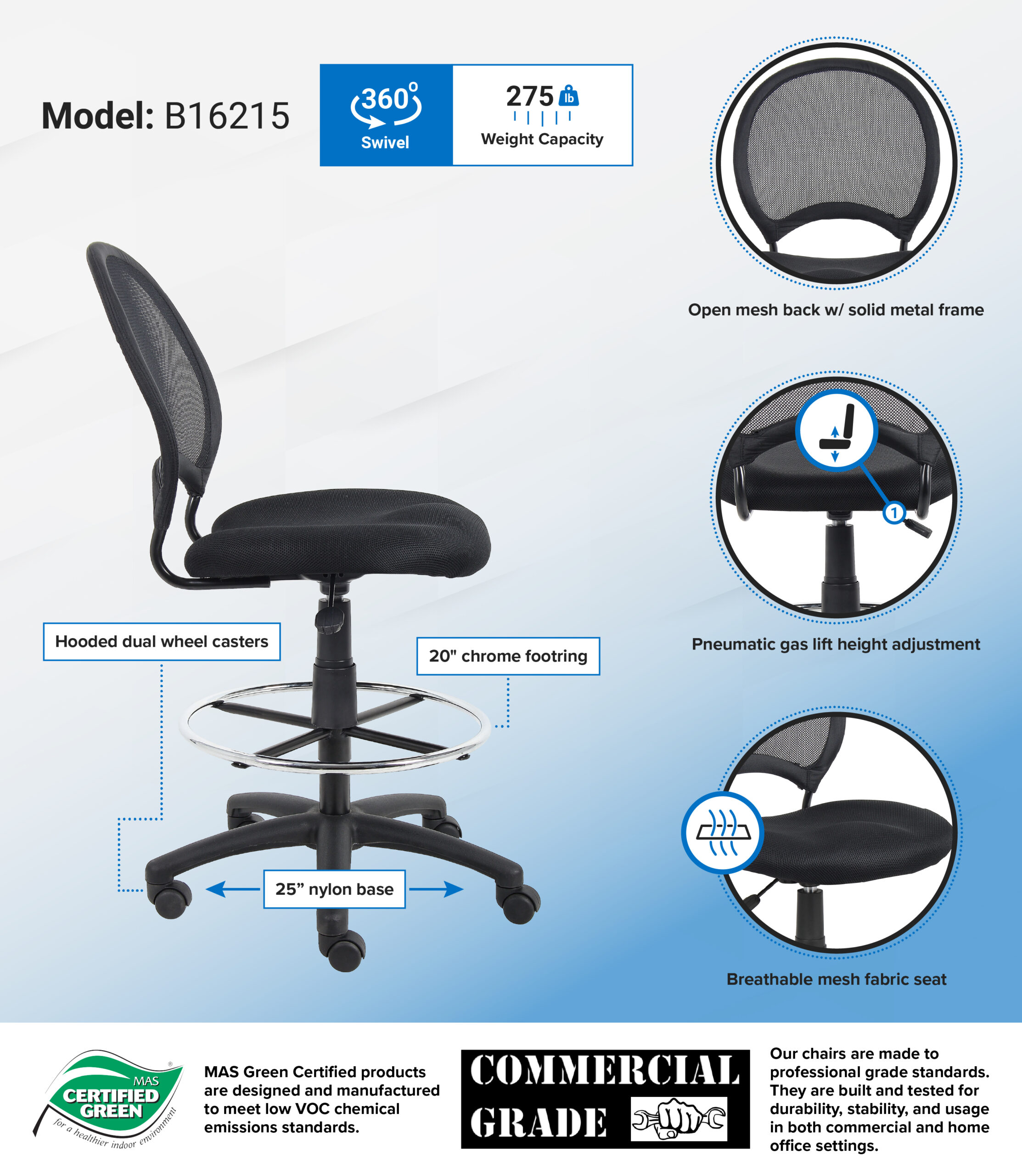 Boss Mesh Drafting Stool - Image 2