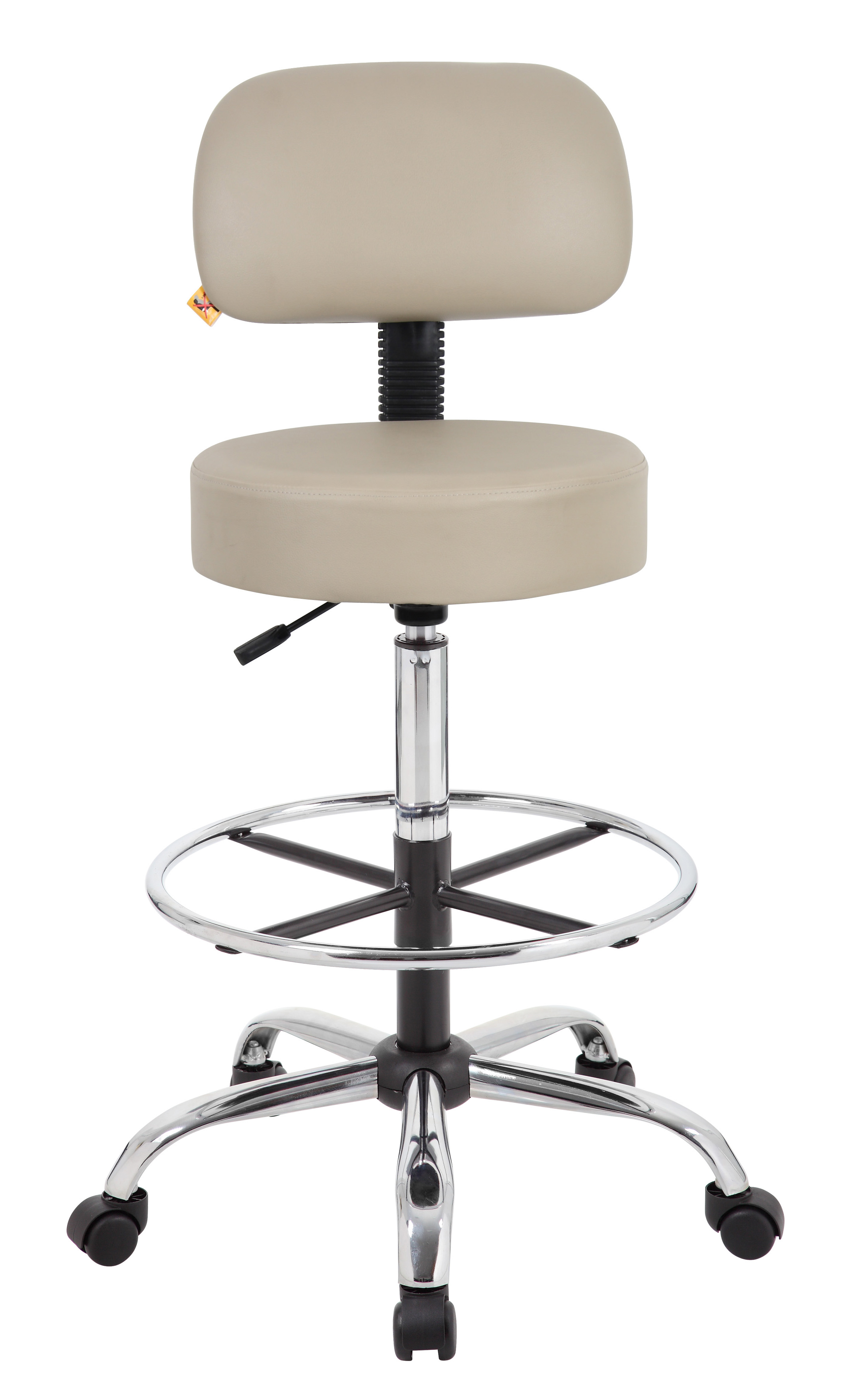 Boss Office AM Vinyl Medical/Drafting Stool with Back, Beige - Image 3