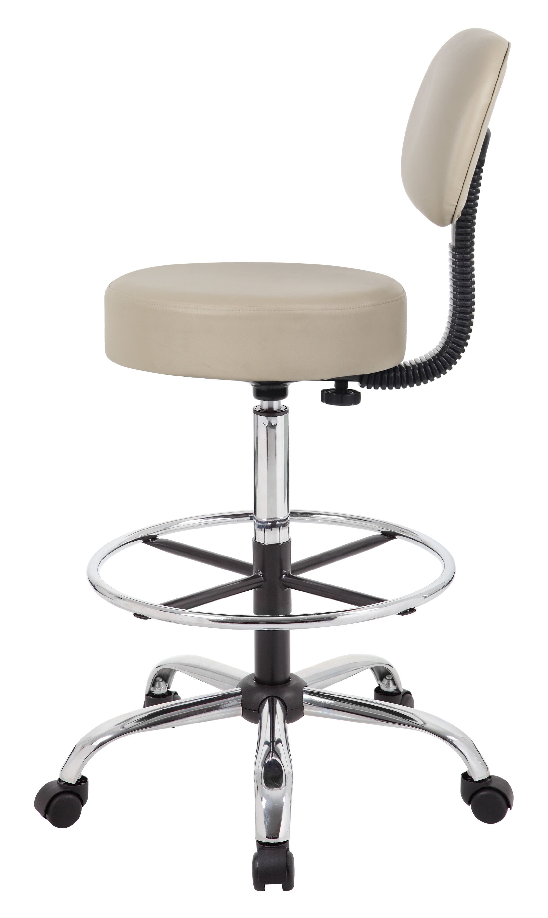 Boss Office AM Vinyl Medical/Drafting Stool with Back, Beige - Image 6