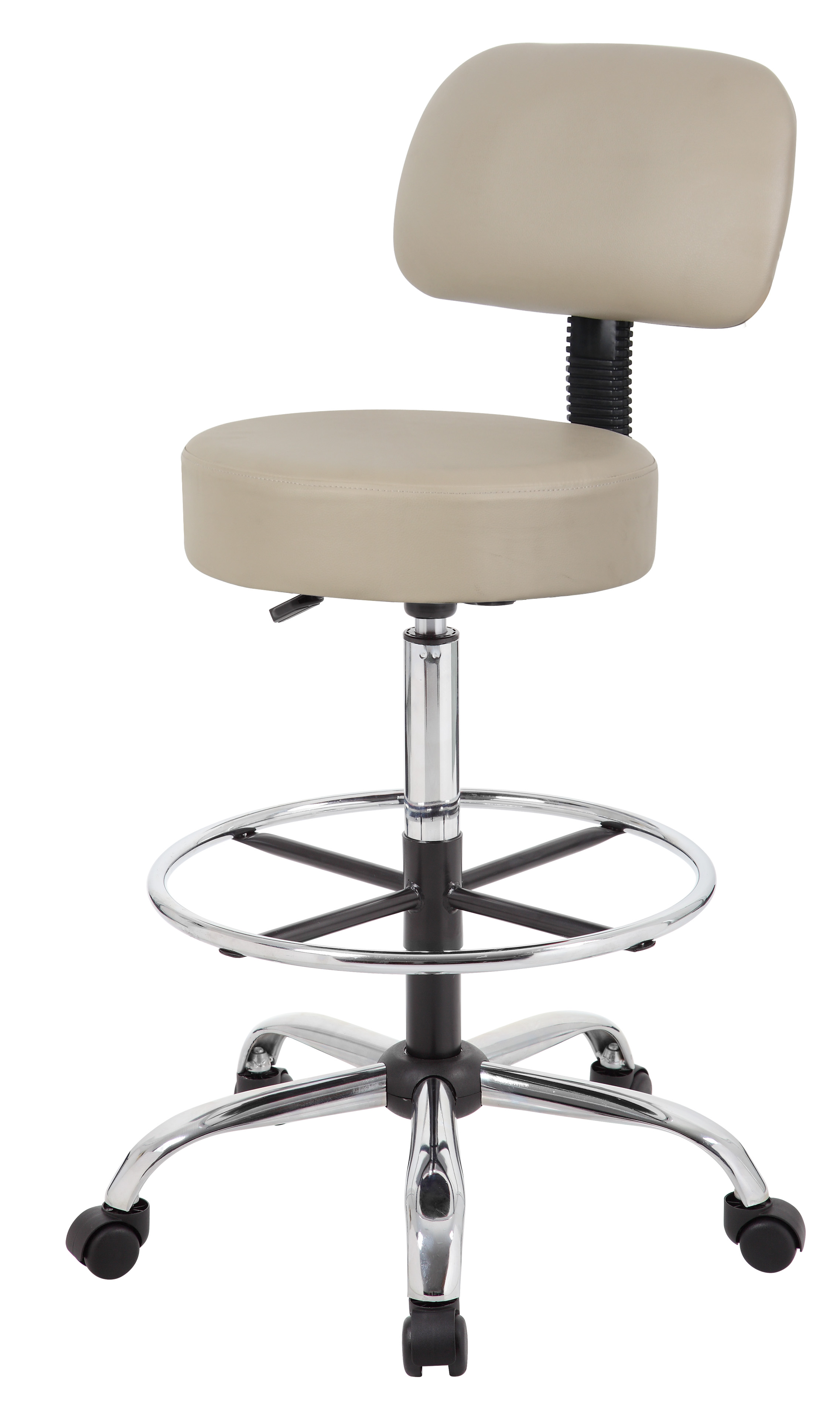 Boss Office AM Vinyl Medical/Drafting Stool with Back, Beige - Image 7