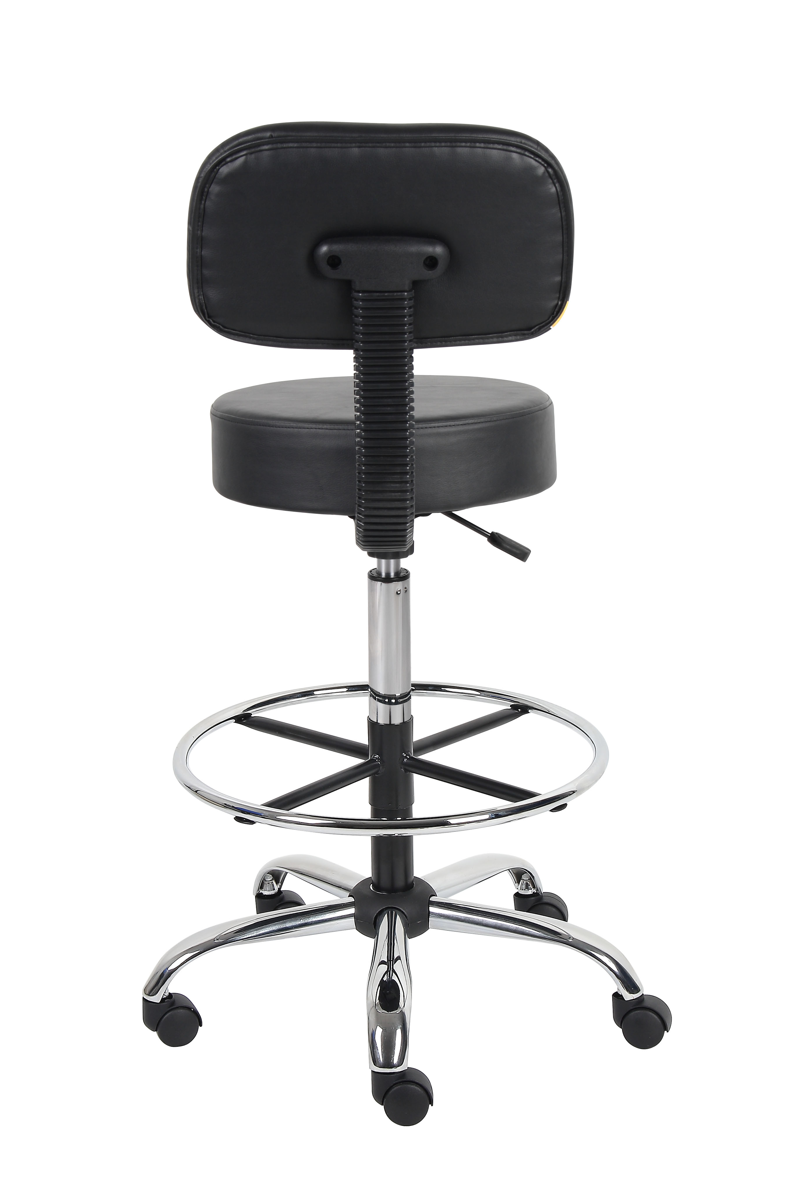 Boss Office AM Vinyl Medical/Drafting Stool with Back, Black - Image 4