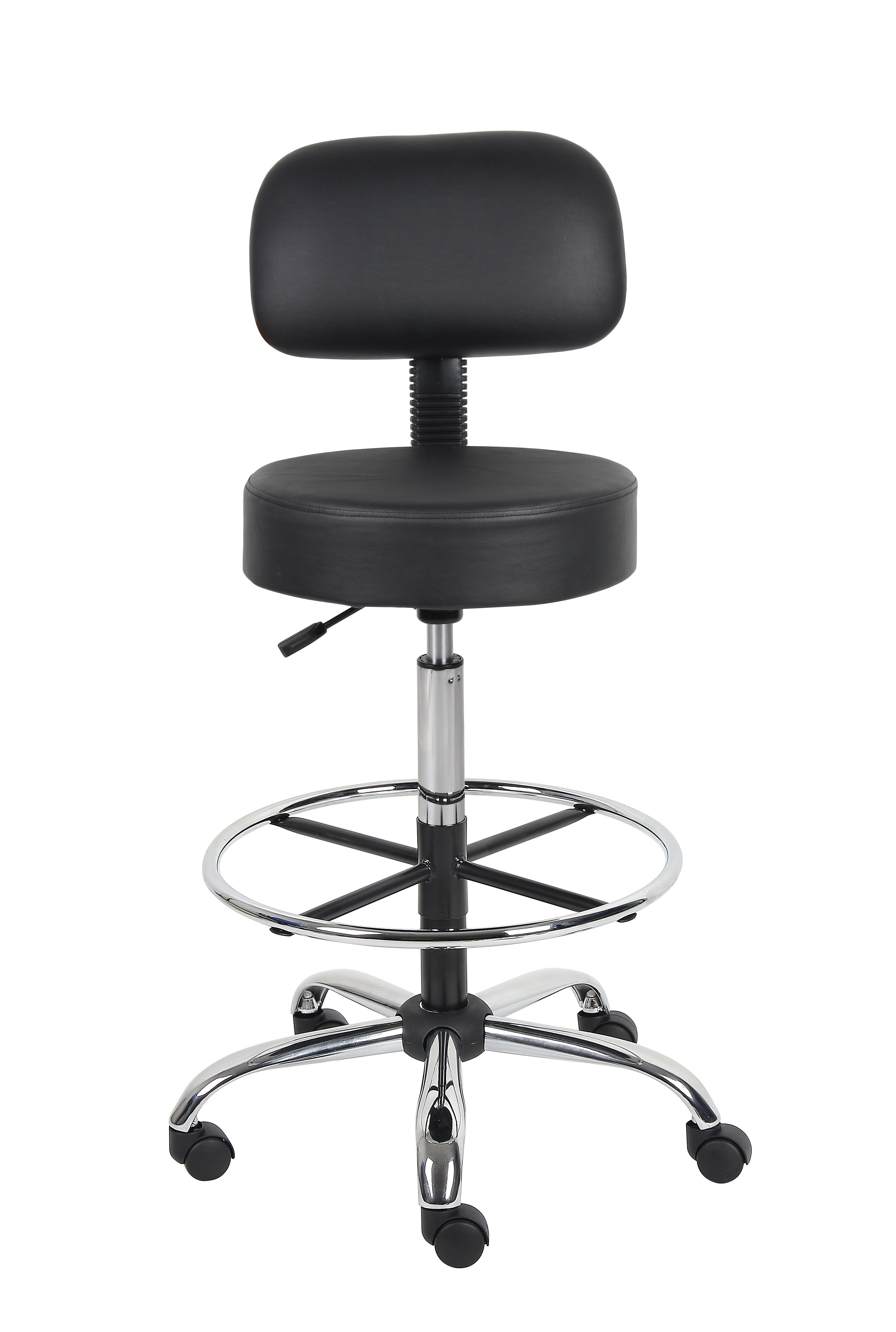 Boss Office AM Vinyl Medical/Drafting Stool with Back, Black - Image 5